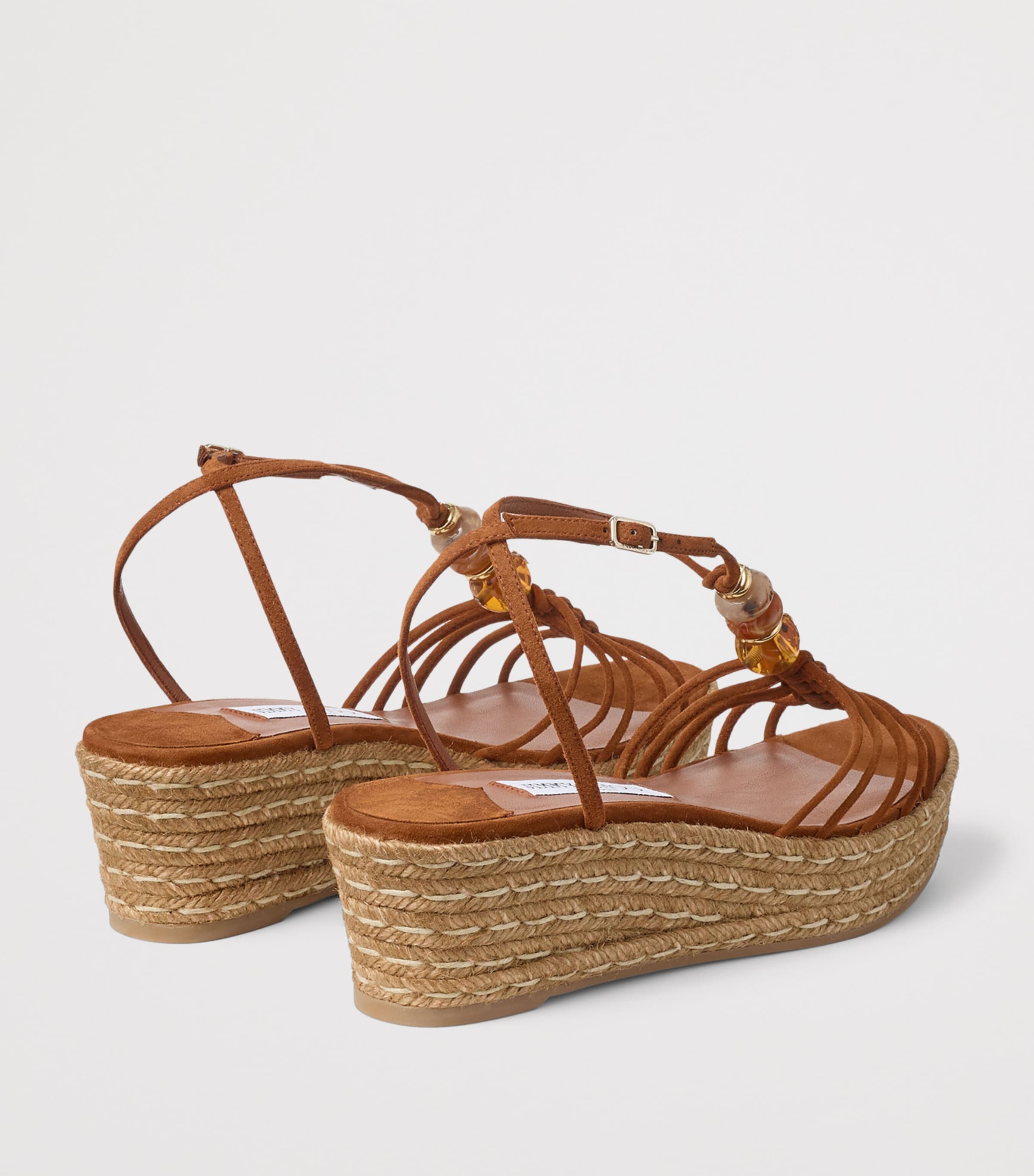 Jimmy Choo Lemi 50 Suede Wedge Sandals Tan Mix Image 3