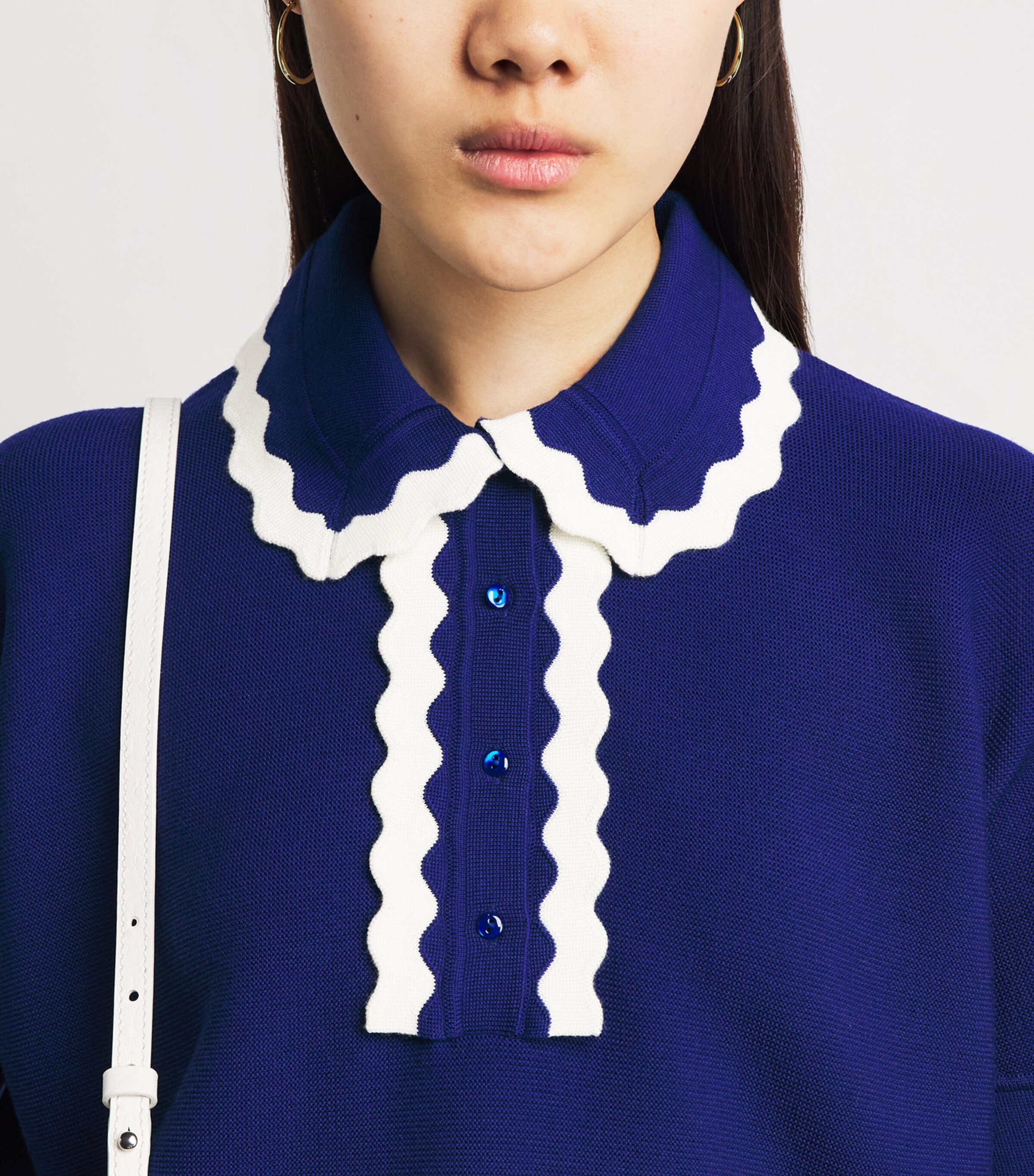 Molli Womens Virgin Wool Scalloped-Collar Sweater Blue Faience Milk Image 3