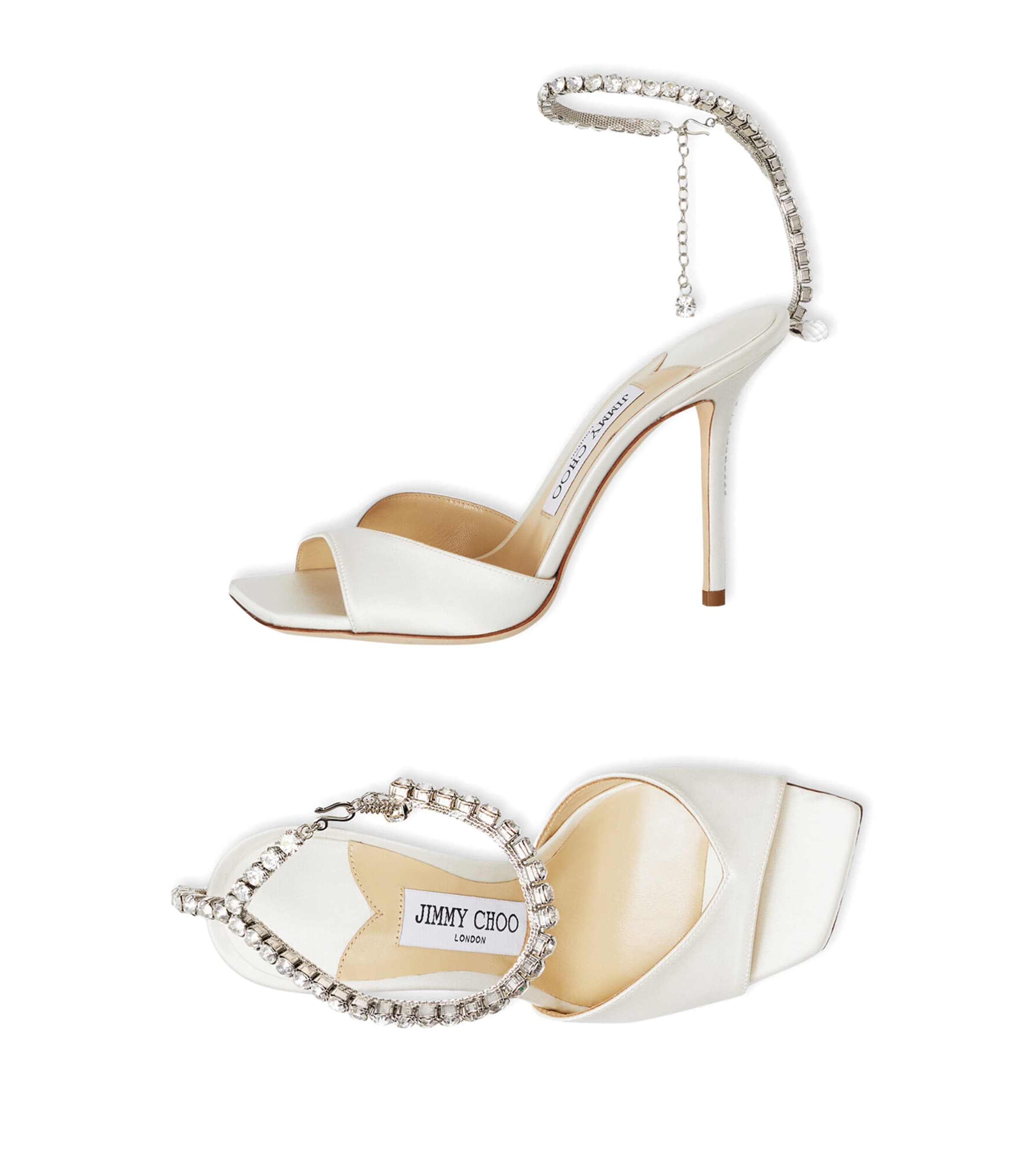 Saeda 100 Satin Sandals IVORY/CRYSTAL Image 4