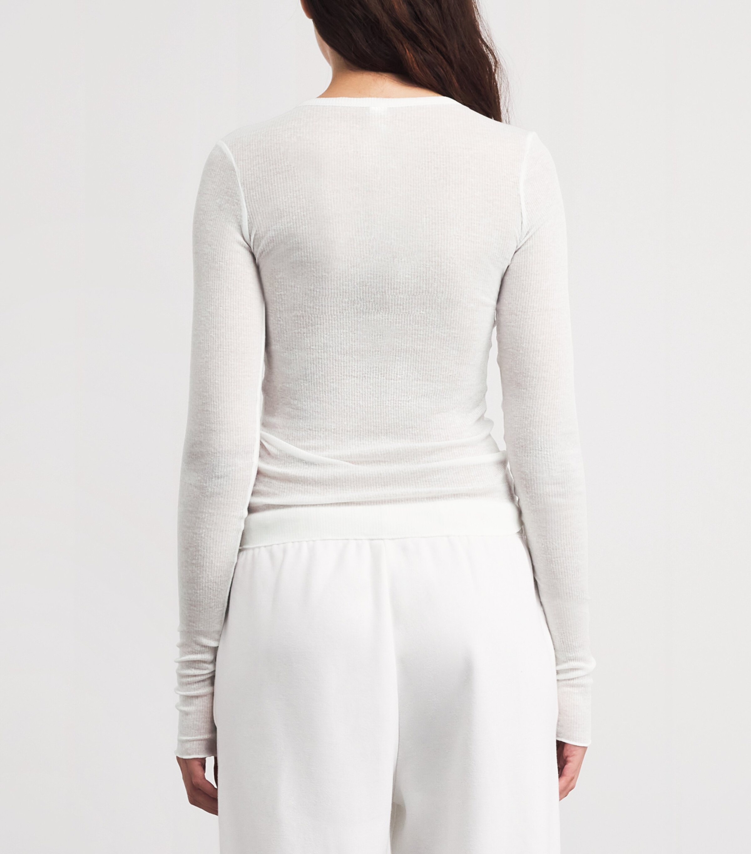 Skims Womens Ribbed Long-Sleeve T-Shirt Snow Image 5