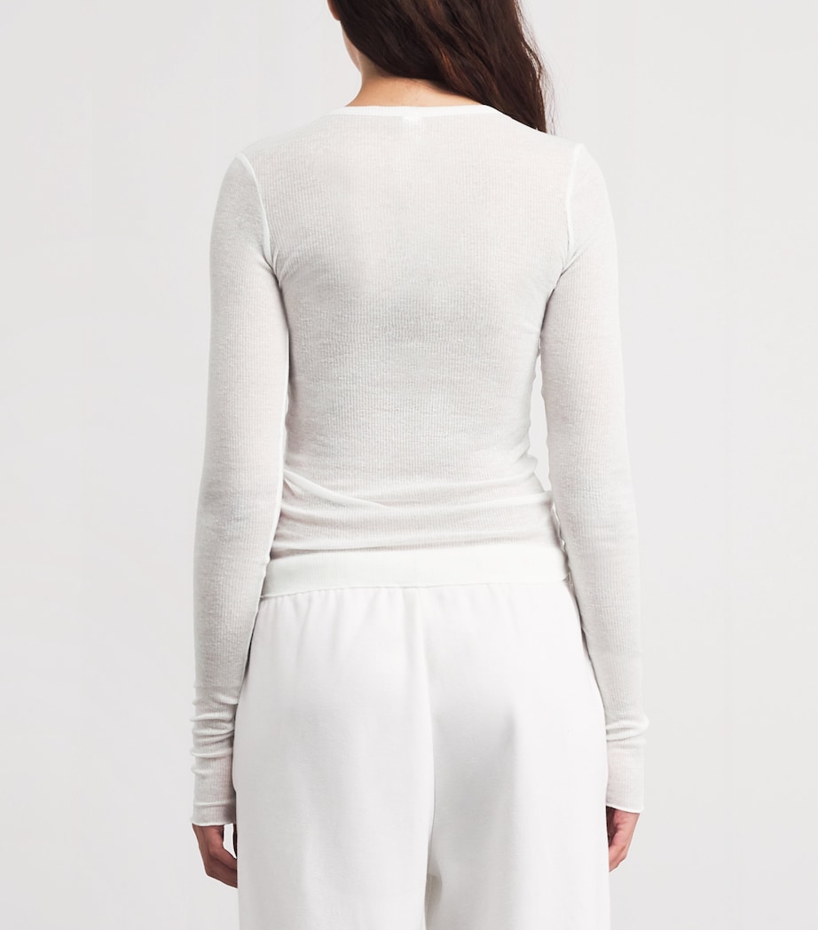 Skims Womens Ribbed Long-Sleeve T-Shirt Snow Image 5