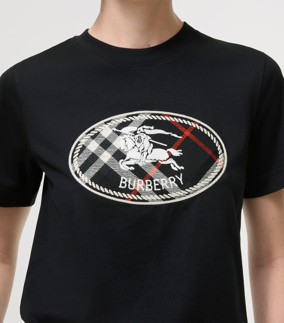 Burberry Womens Cotton Check EKD T-Shirt Black Image 3
