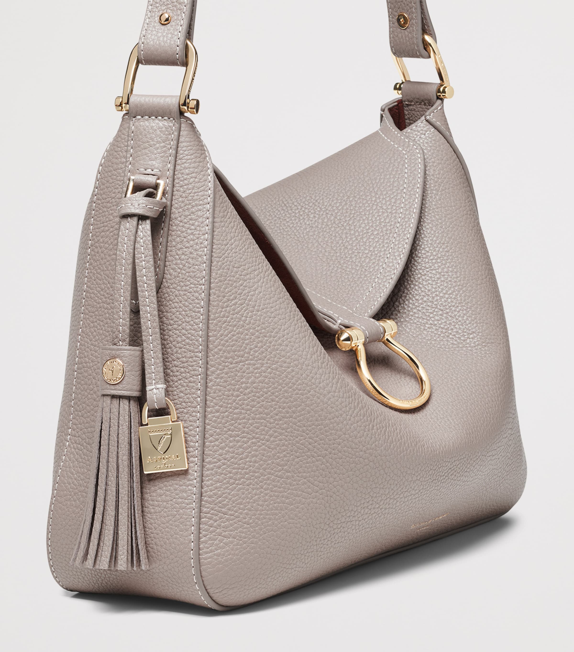 Aspinal Of London Grained Leather Ella Shoulder Bag Moleskin Image 5