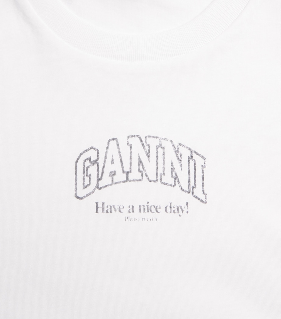 GANNI Womens Cotton Logo T-Shirt Bright White Image 6
