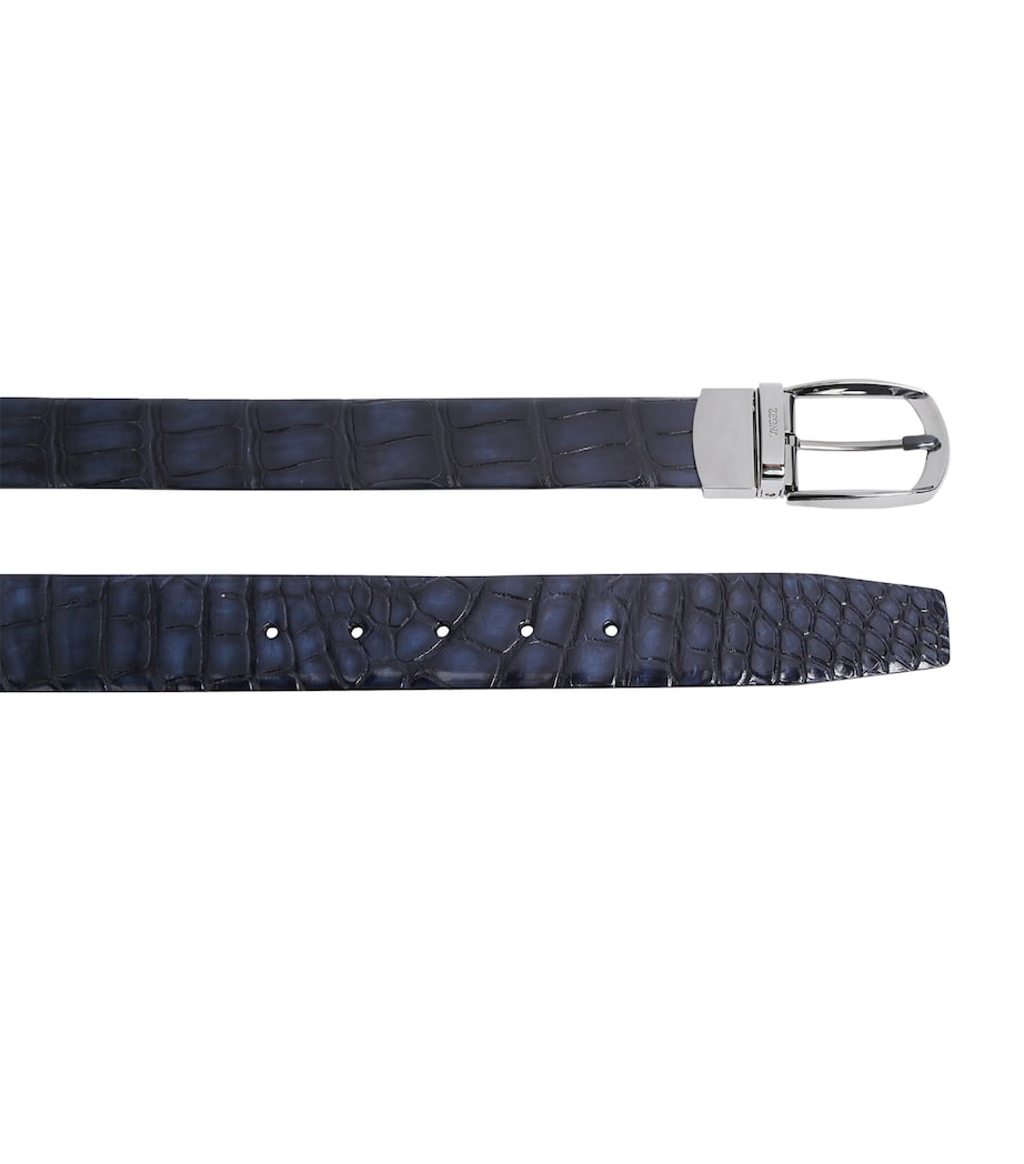 Crocodile Leather Parentesi Belt NAVY Image 2