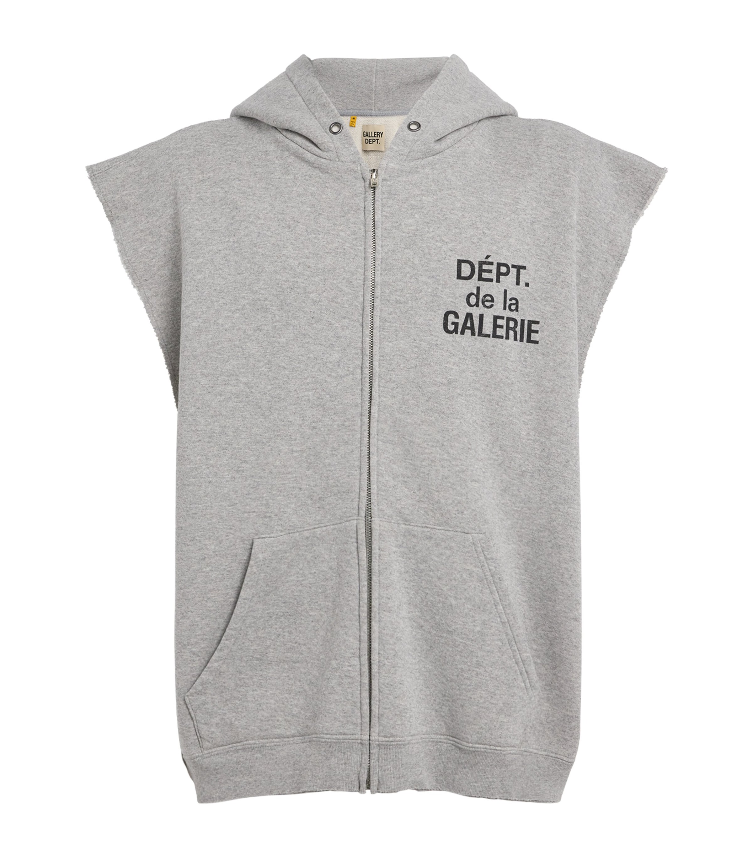Cotton Sleeveless Zip-Up Hoodie H. GREY Image 1