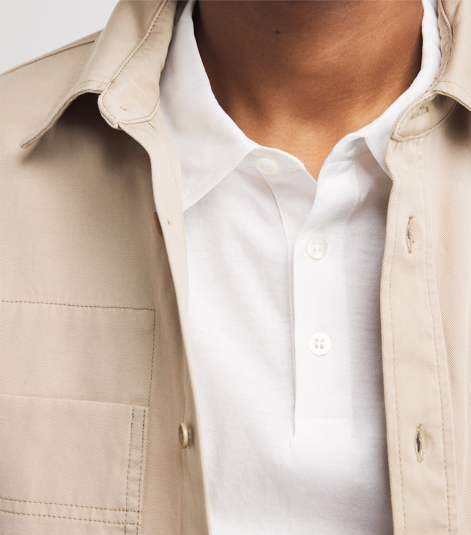 Sunspel Mens Supima Cotton Polo Shirt Whaa White Image 3