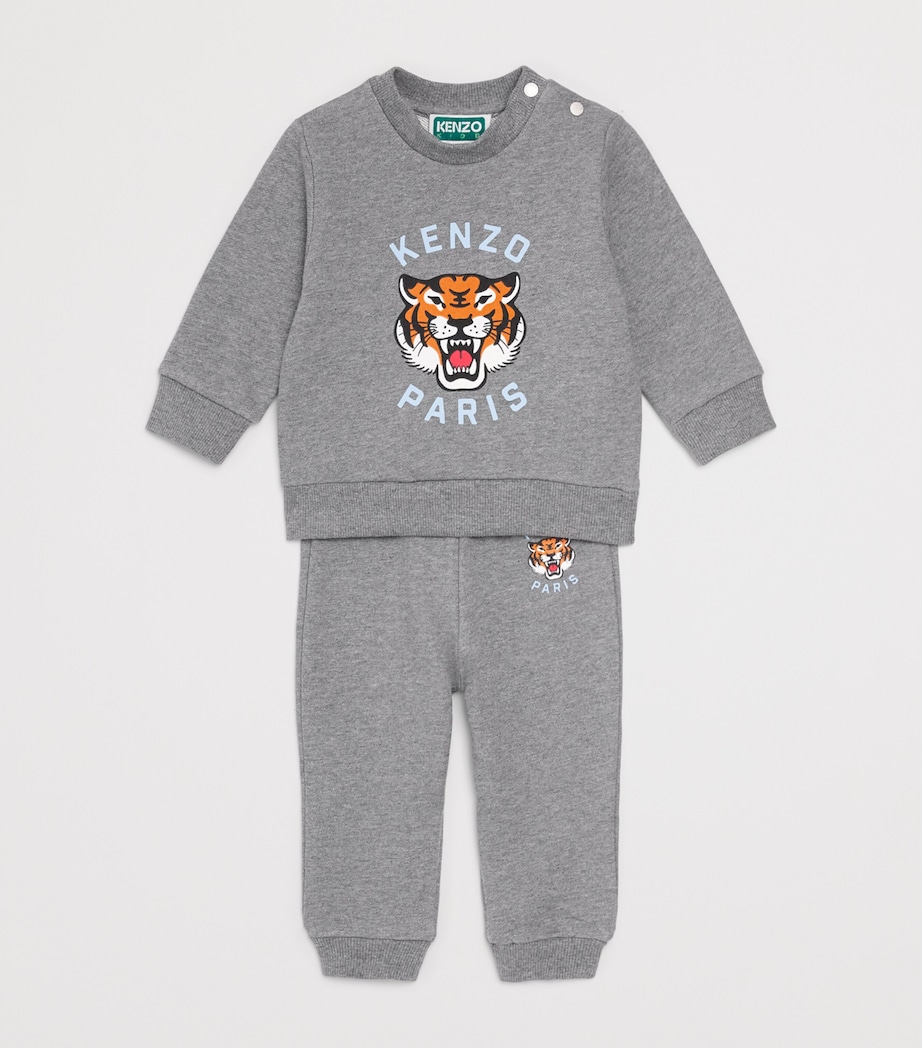 Kenzo Kids Tiger Logo Sweatshirt and Sweatpants Set (6 Months-4 Years) Grey Marl Image 3