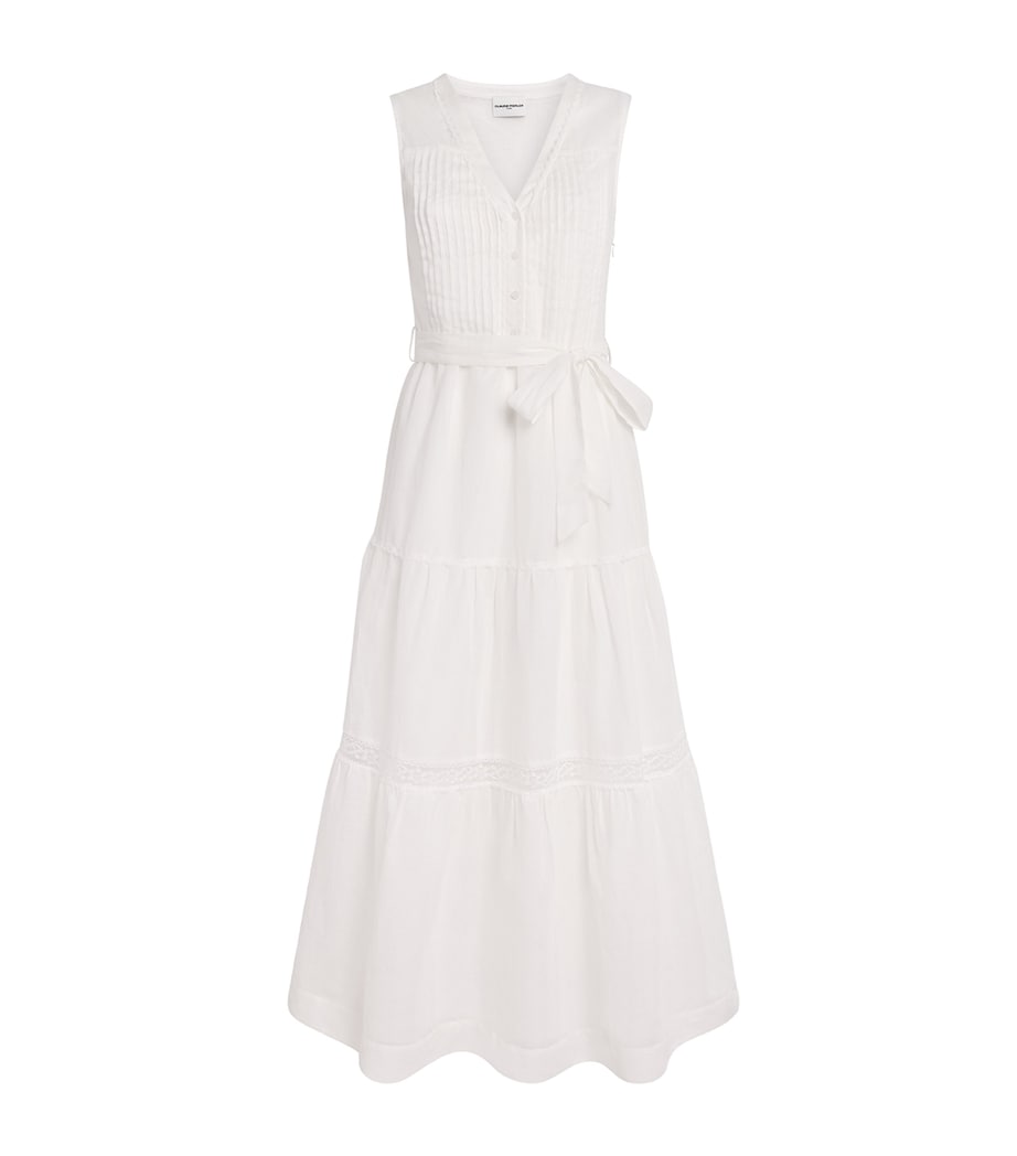 Claudie Pierlot Womens Cotton-Ramie Belted Midi Dress Ecru Image 1