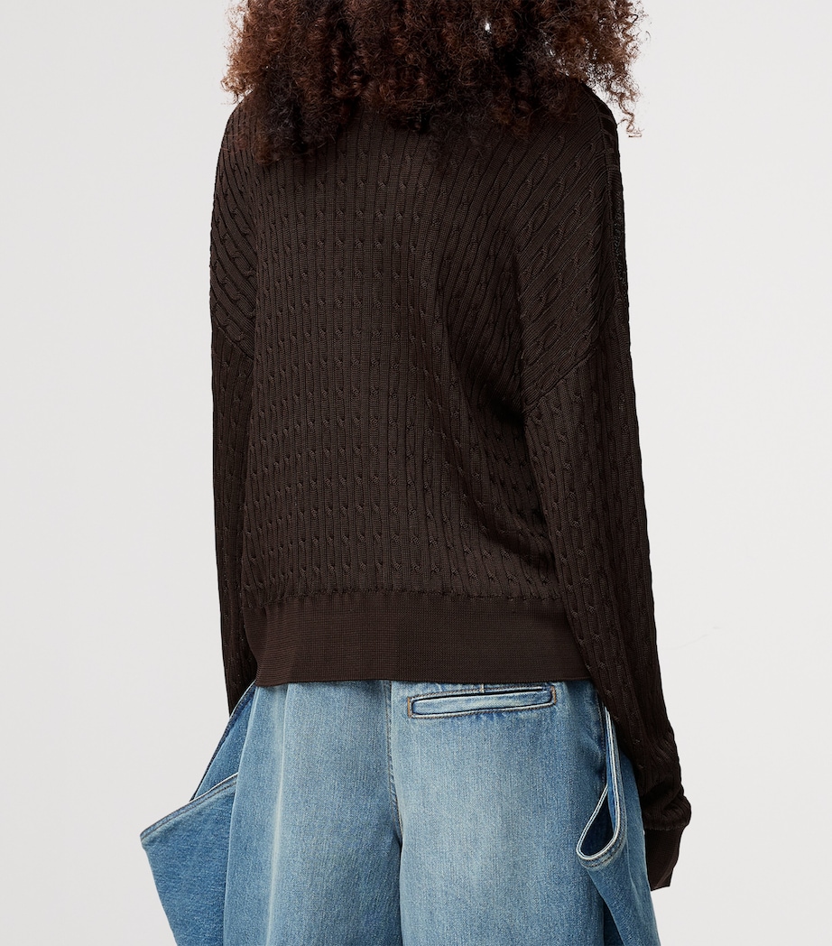 V-Neck Cardigan DARK BROWN Image 3