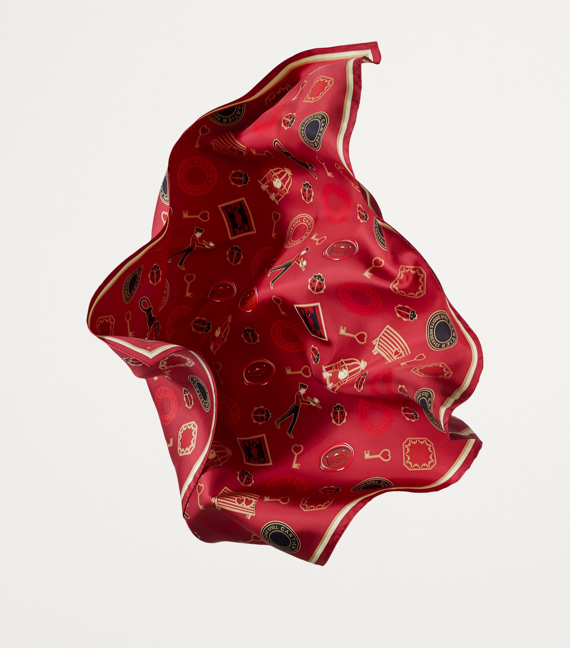 Silk Diabolo de Cartier Scarf  BURGUNDY Image 4