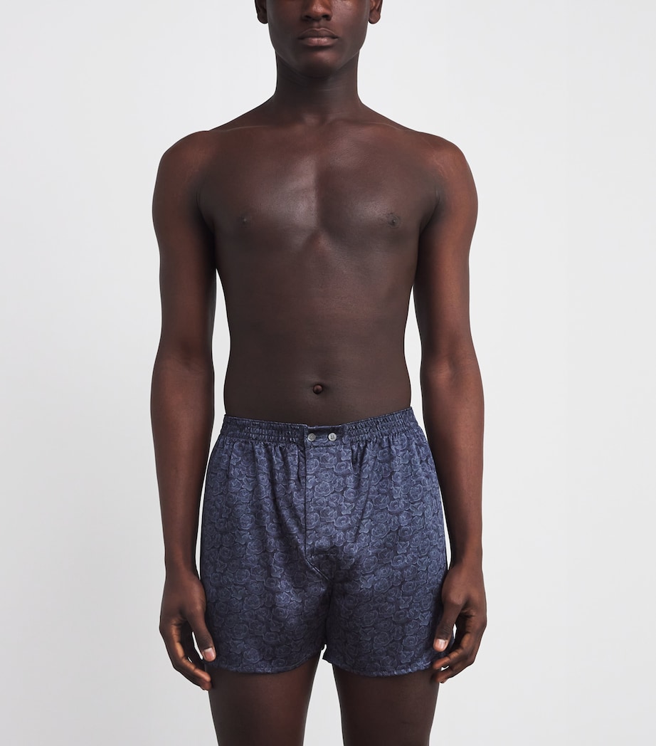 Silk Rose Print Traditional Boxer Shorts 124NAV Image 2