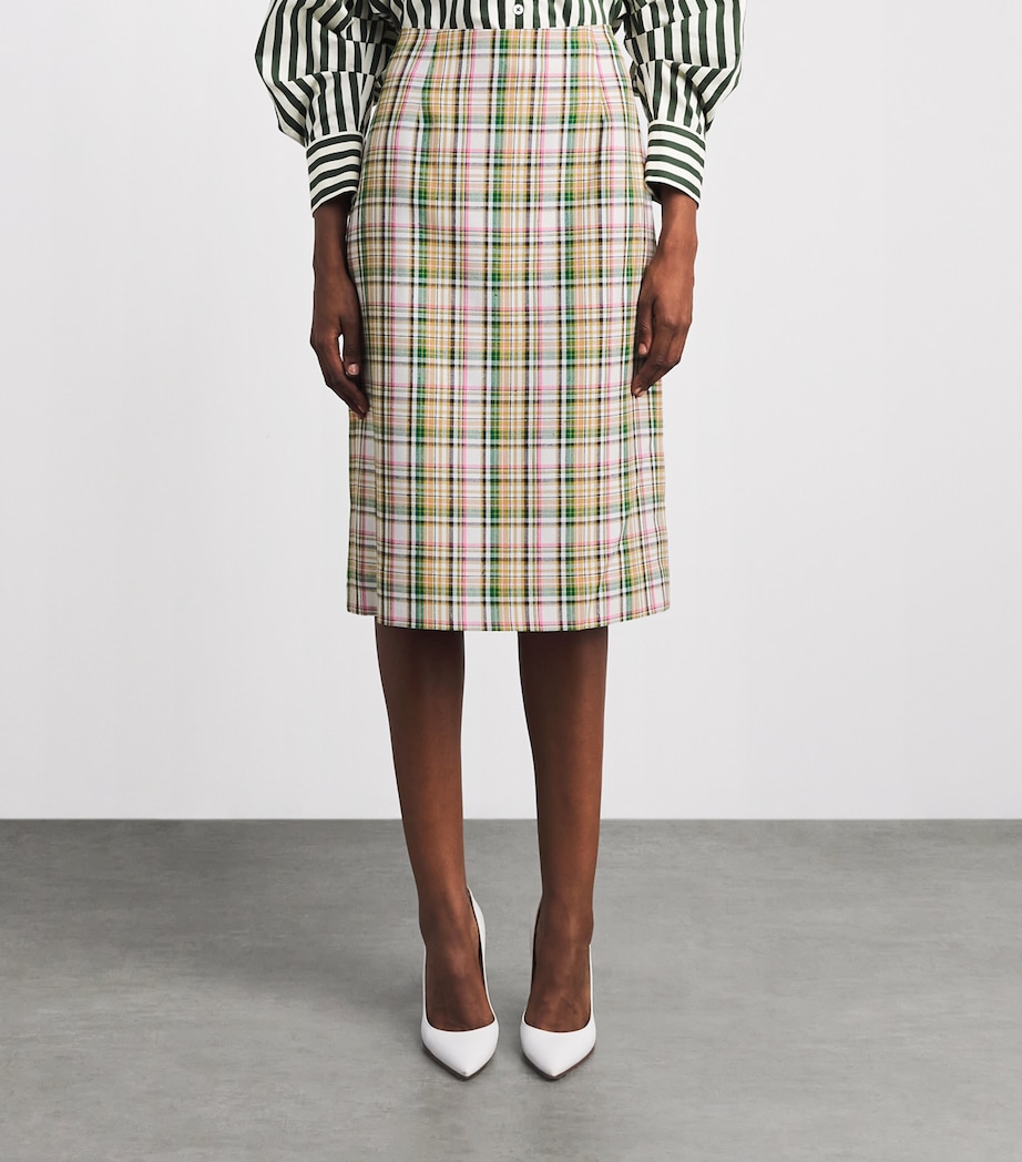 Carolina Herrera Womens Check Midi Skirt Ivory Multi Image 4