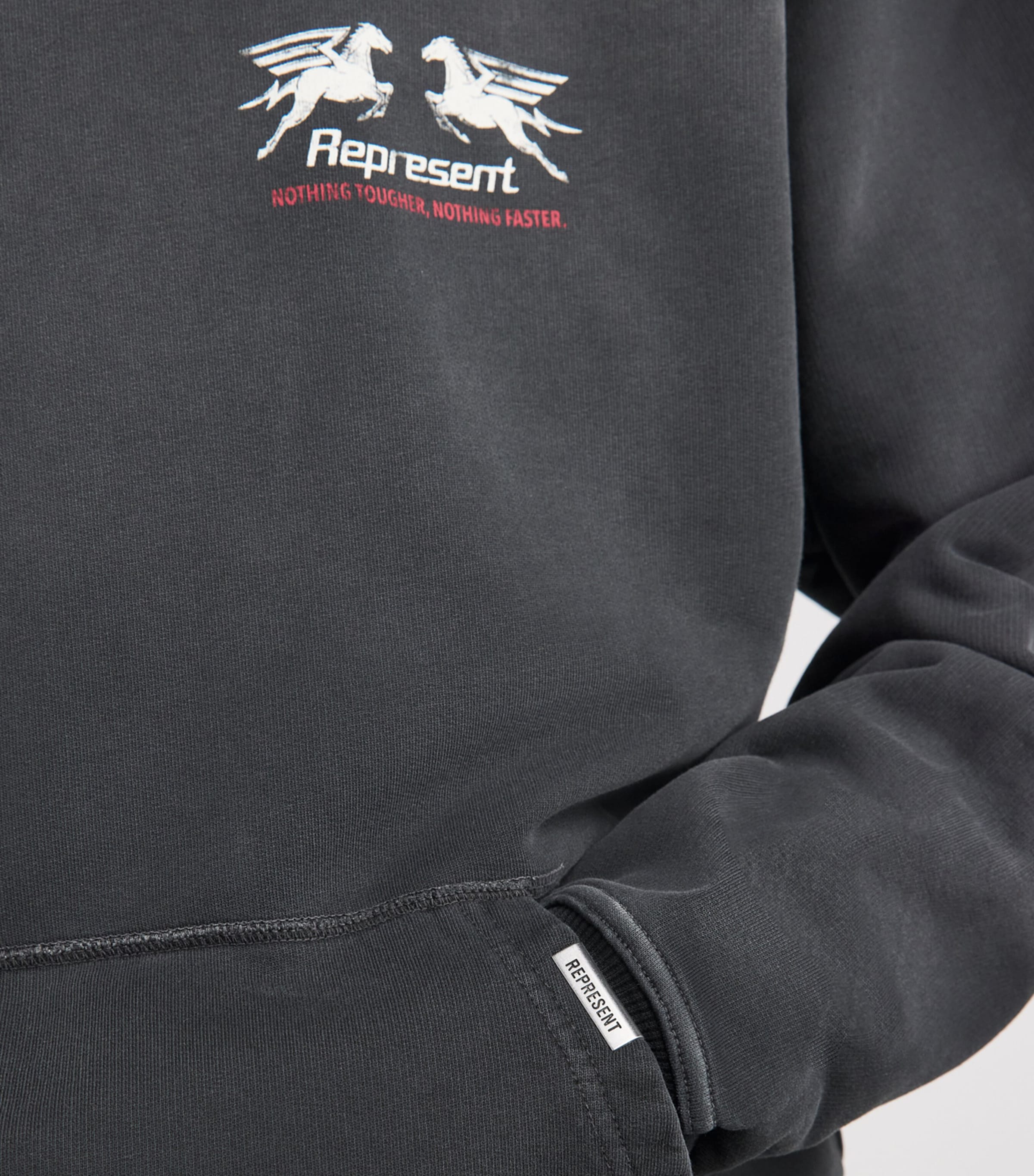 Represent Mens Cotton 24 Hour Service Hoodie Stained Black Image 3