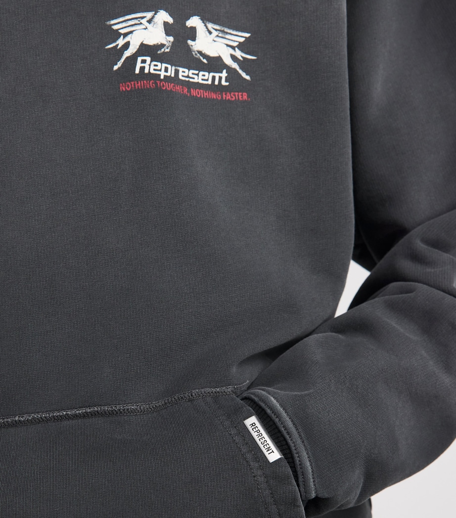 Represent Mens Cotton 24 Hour Service Hoodie Stained Black Image 3