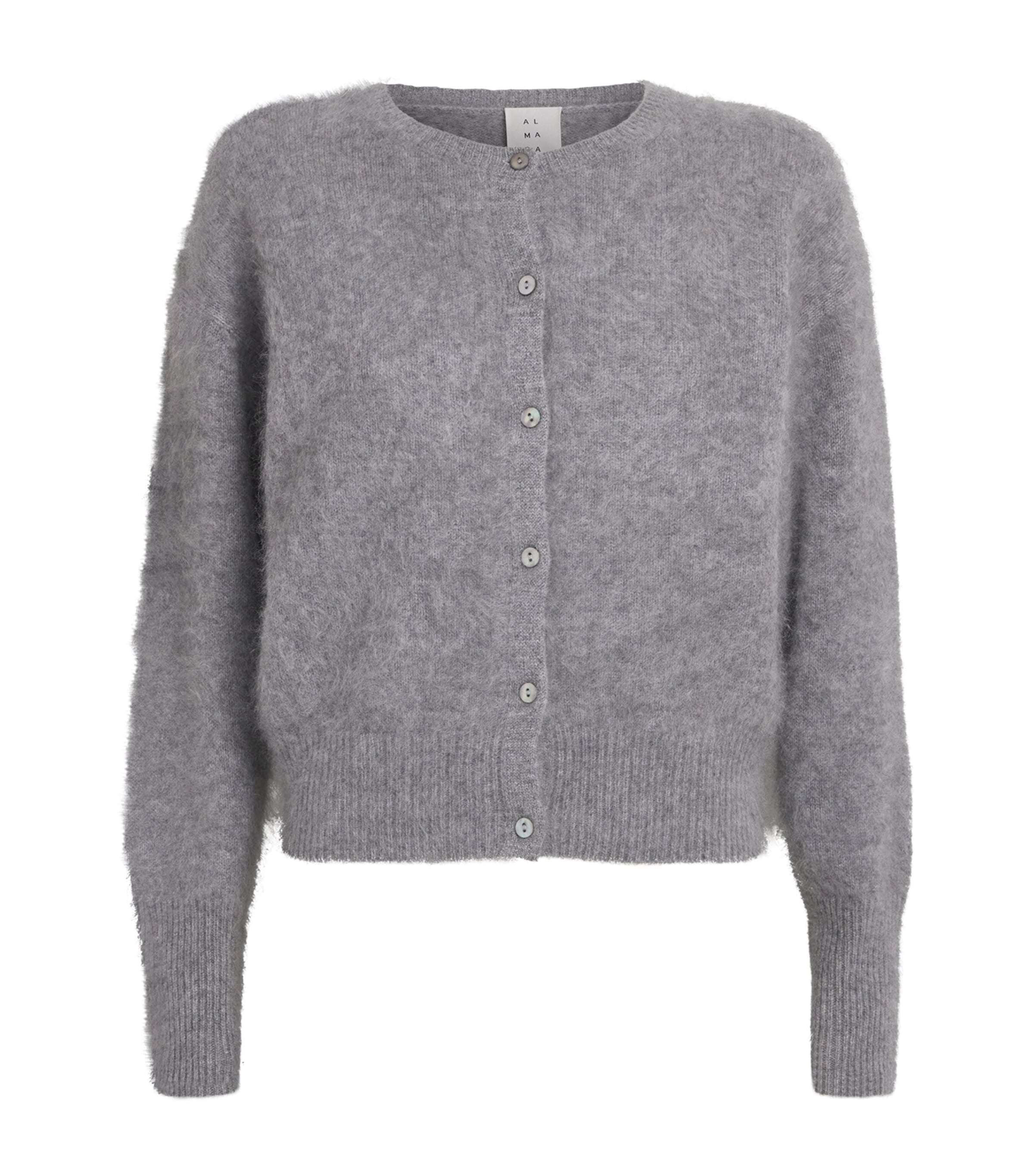 Almada Label Brushed Cashmere Coco Cardigan In Gray