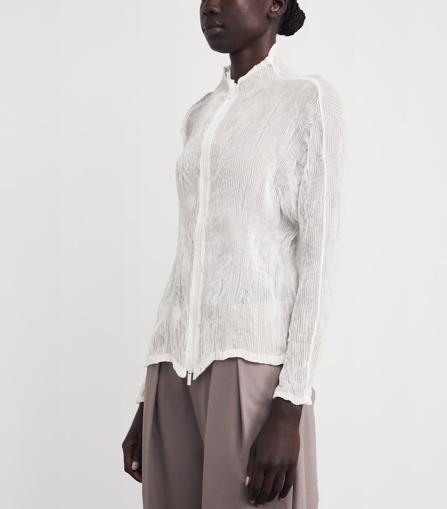 Chiffon Twist Pleats Zip Cardigan 01 Image 3