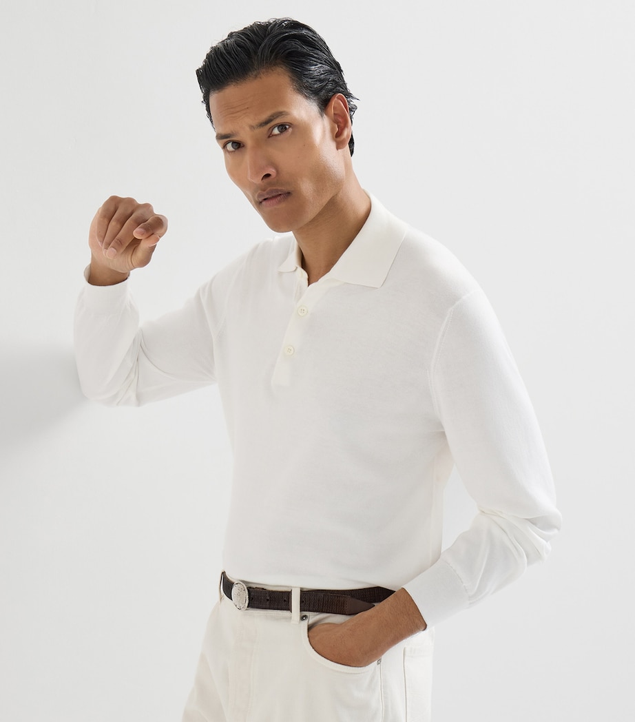Brunello Cucinelli Mens Cotton Polo Sweater Image 4