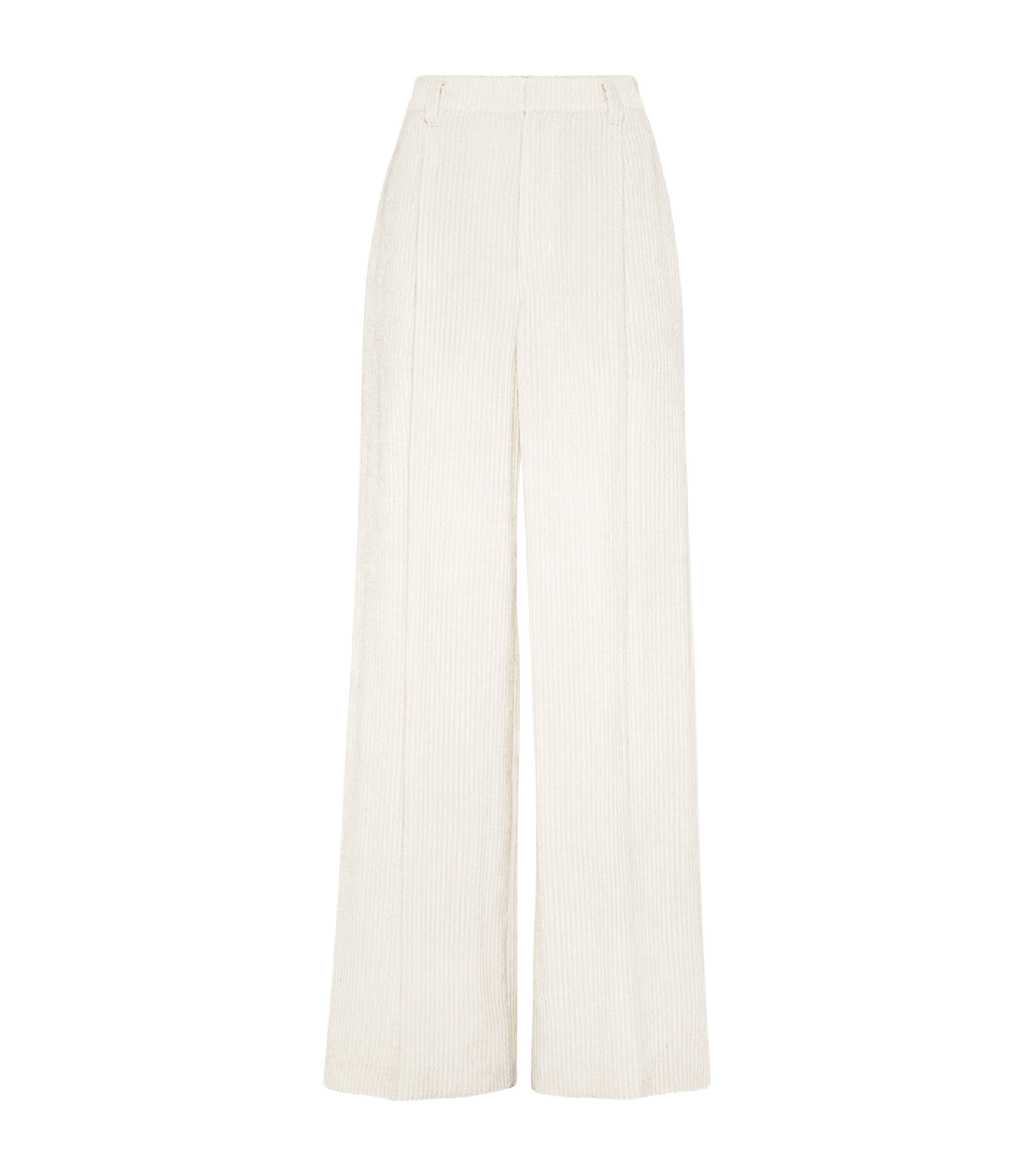Brunello Cucinelli Corduroy Wide-leg Track Trousers In White