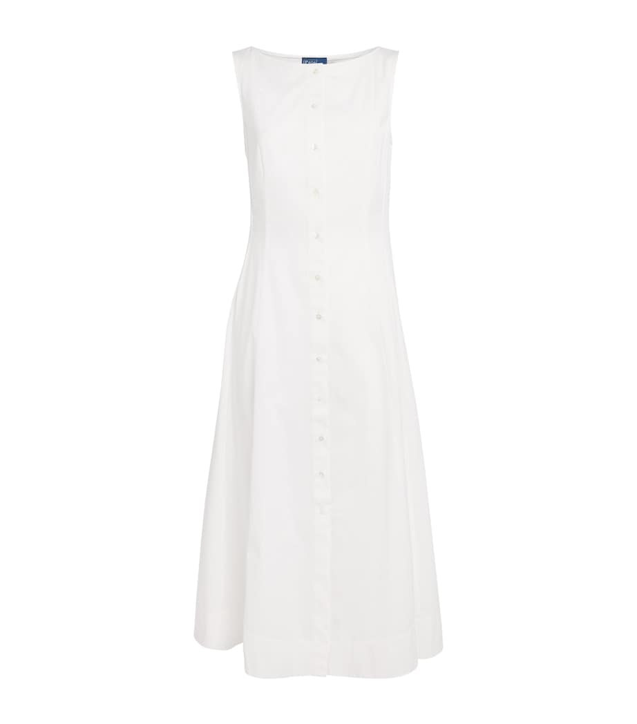 Polo Ralph Lauren Womens Cotton Panelled Midi Dress White Image 1