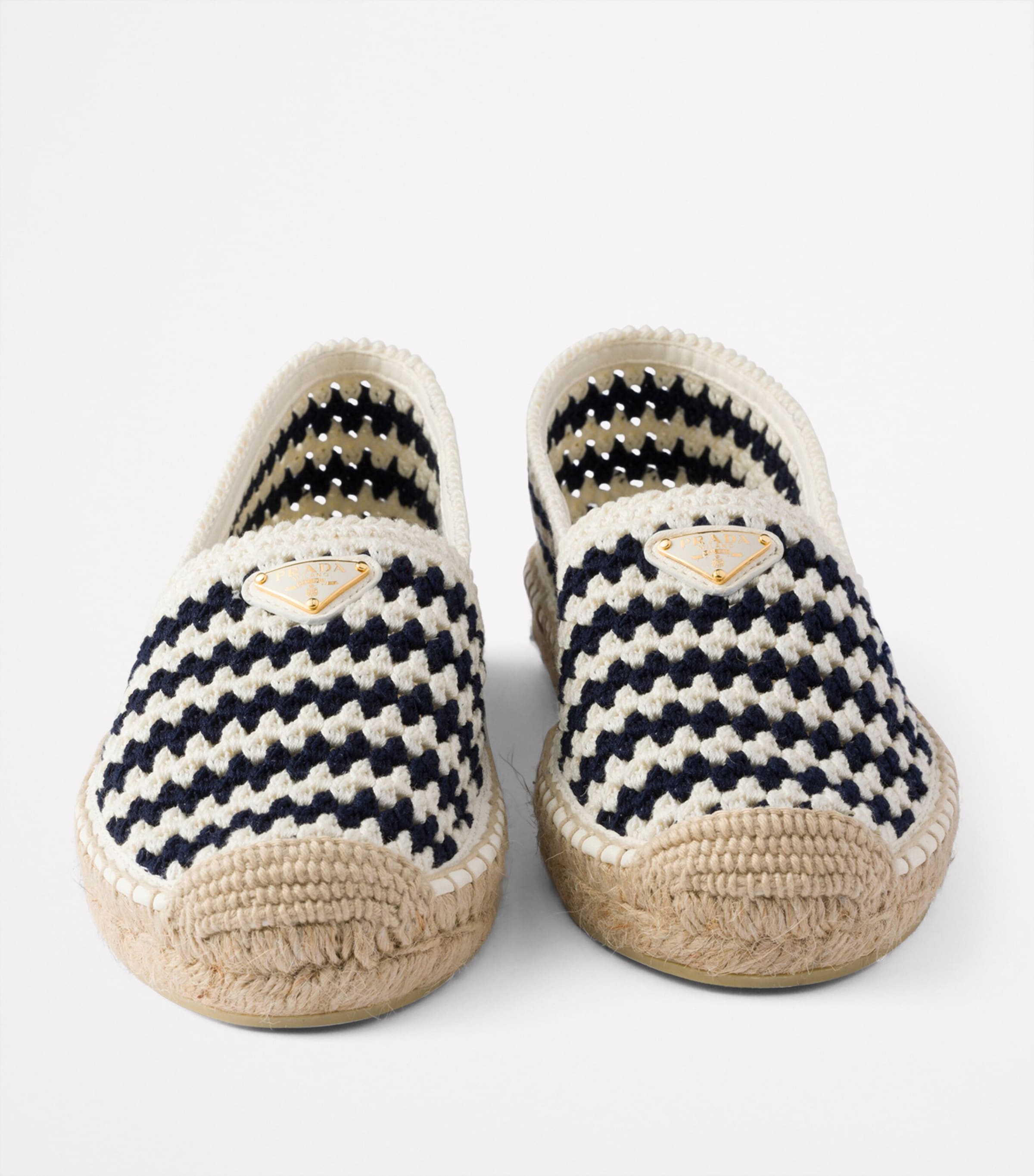 サンダル・ミュール PRADA Two-Tone Crochet Espadrilles Logo crochet espadrilles in beige - Prada | Mytheresa