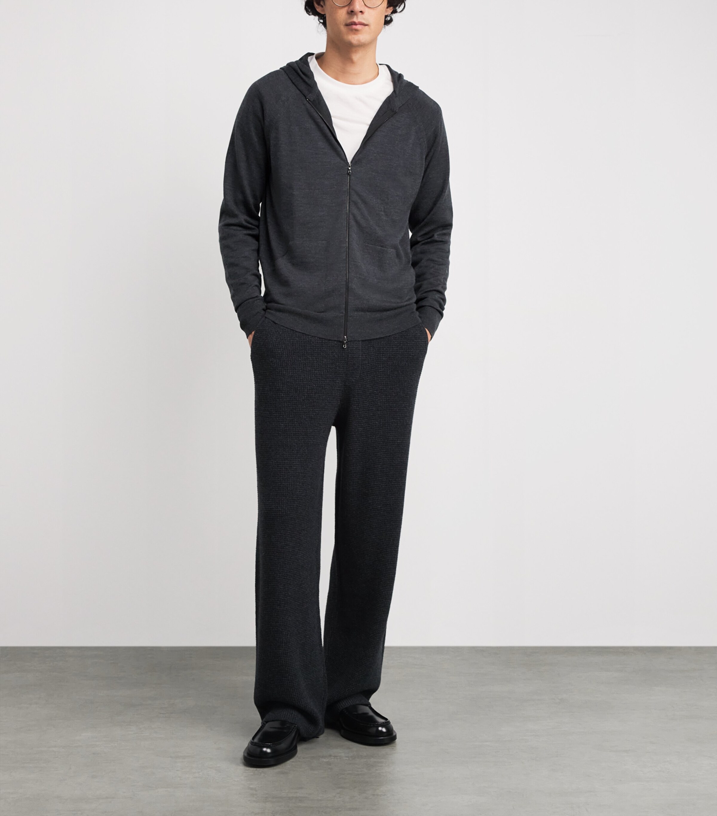 Extra Fine Merino Wool Carty Zip-Up Hoodie CHARCOAL Image 2