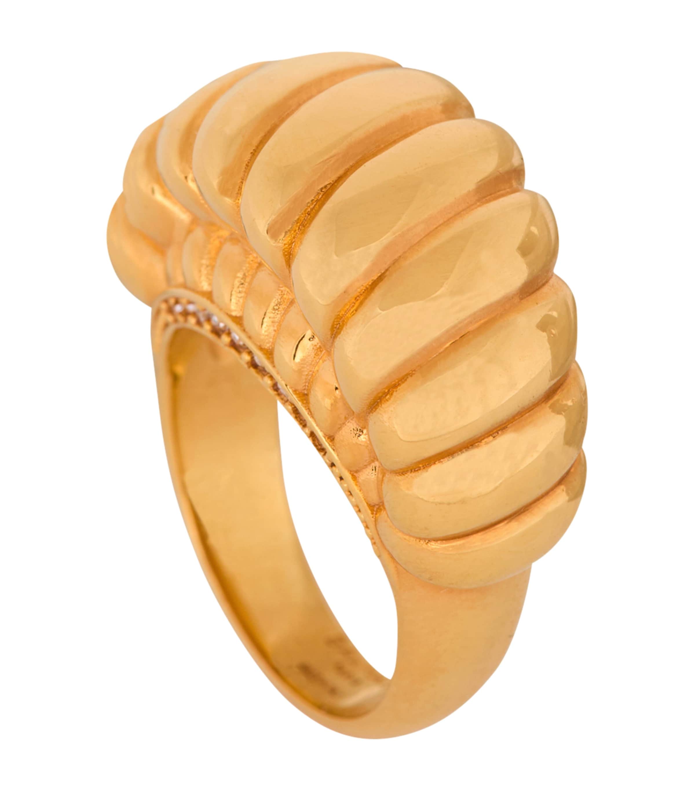 Balmain Crystal-detail Snail Ring In Yellow
