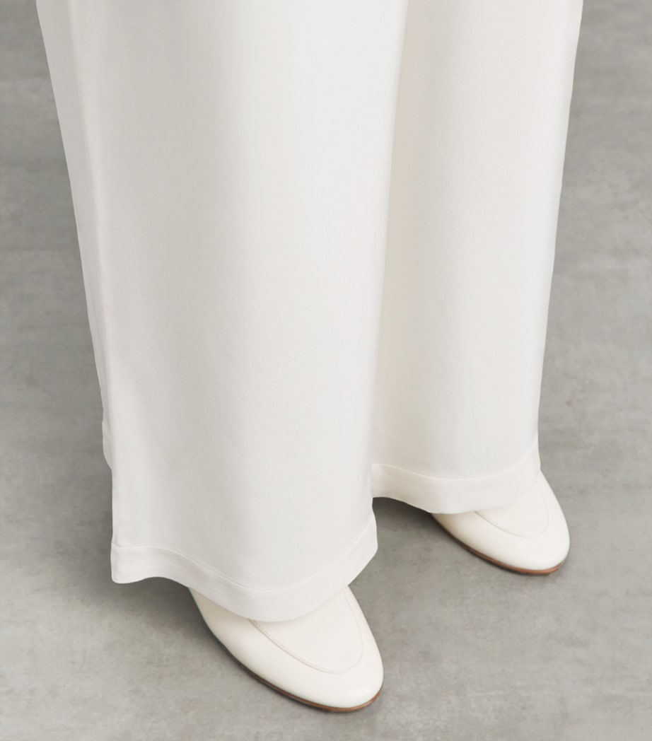 Eskandar Womens Silk Wide-Leg Trousers White Image 3