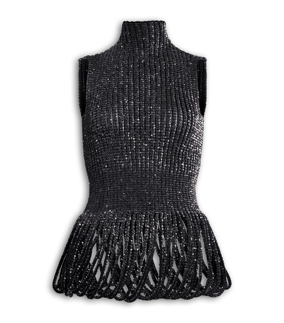 Embellished High-Neck Top NOIR ALAIA Image 1