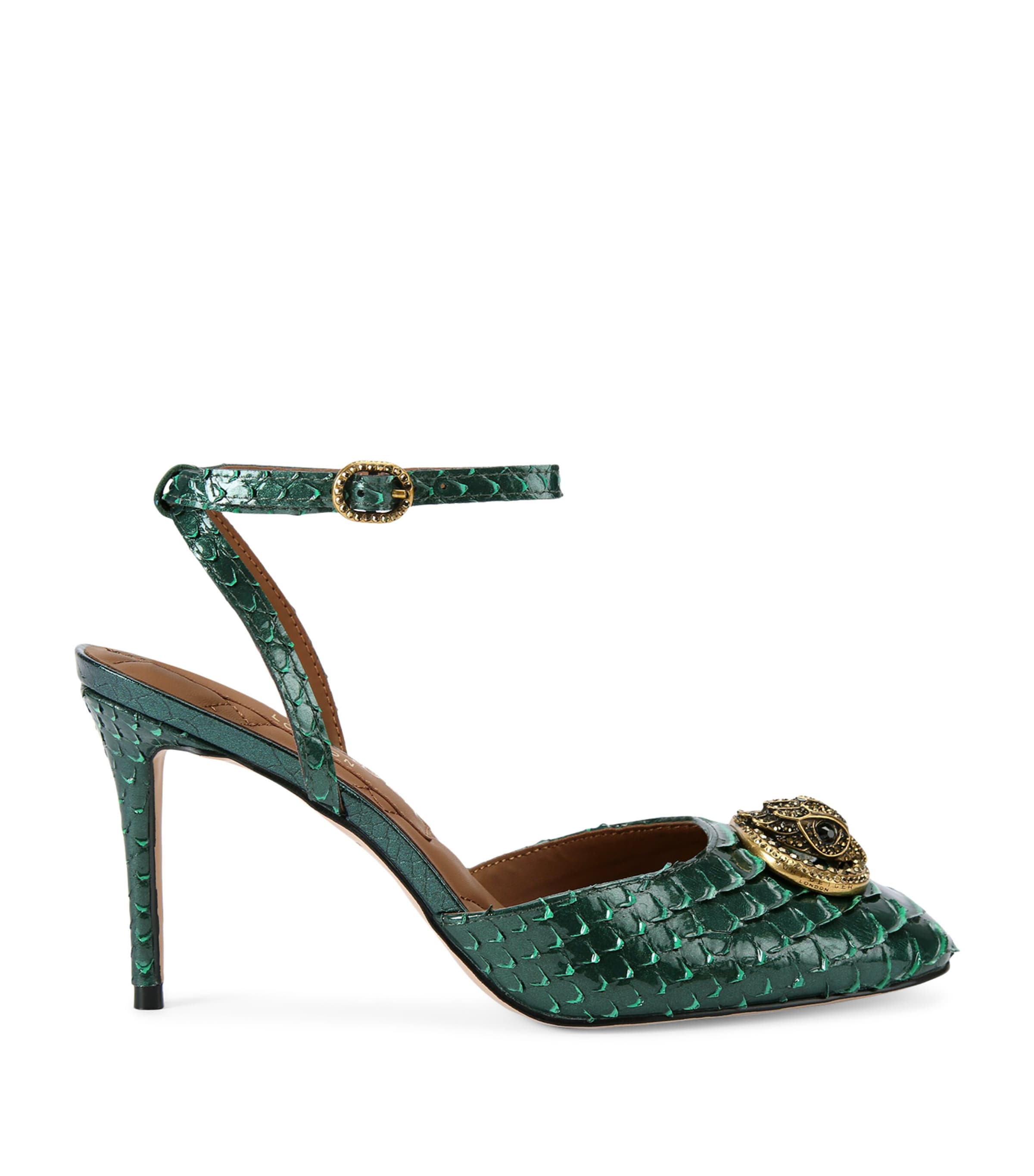 Kurt Geiger London Leather Snake-Effect Chelsea Pumps Green Image 1