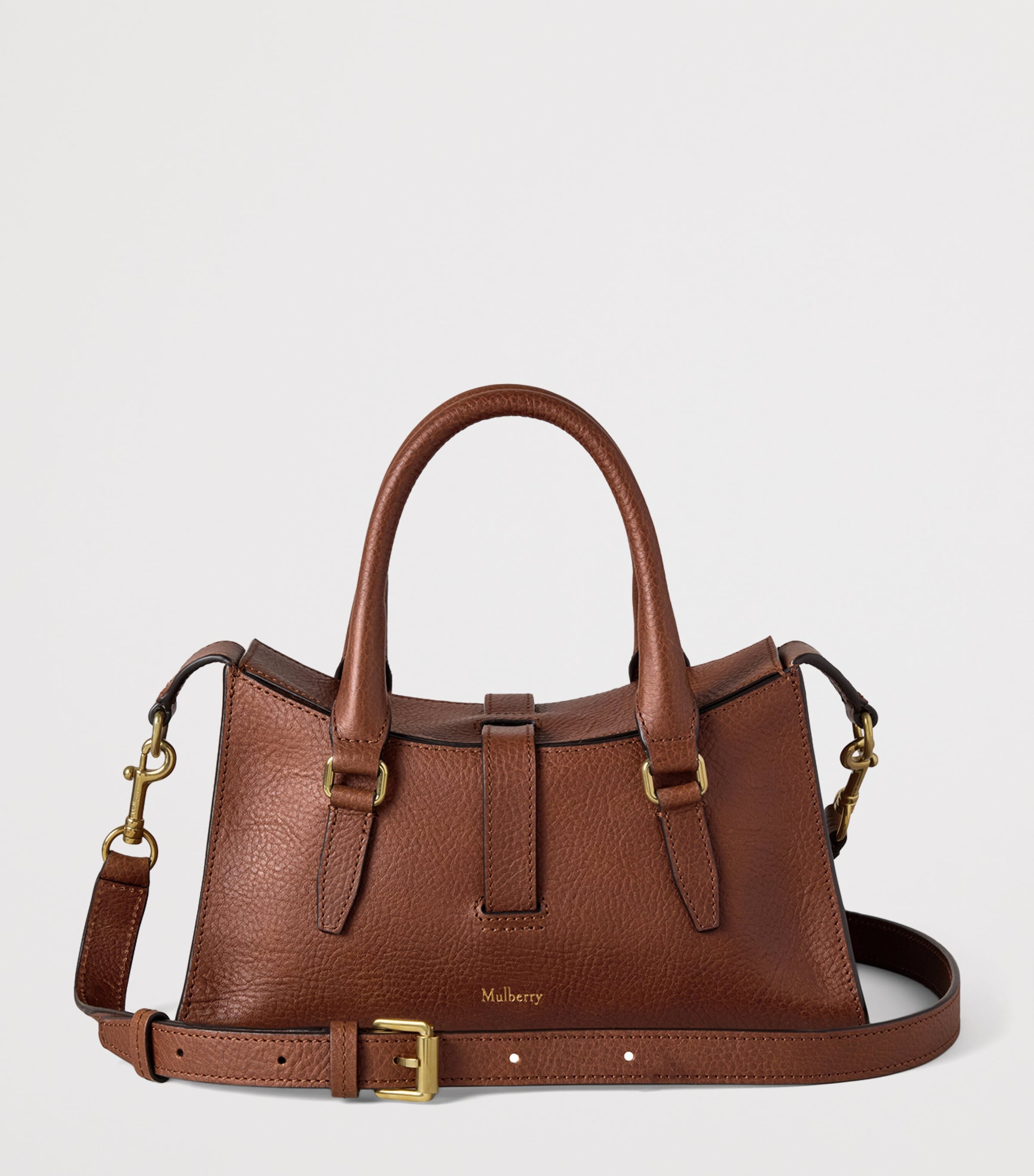 Mini Leather Roxanne Top-Handle Bag OAK Image 3