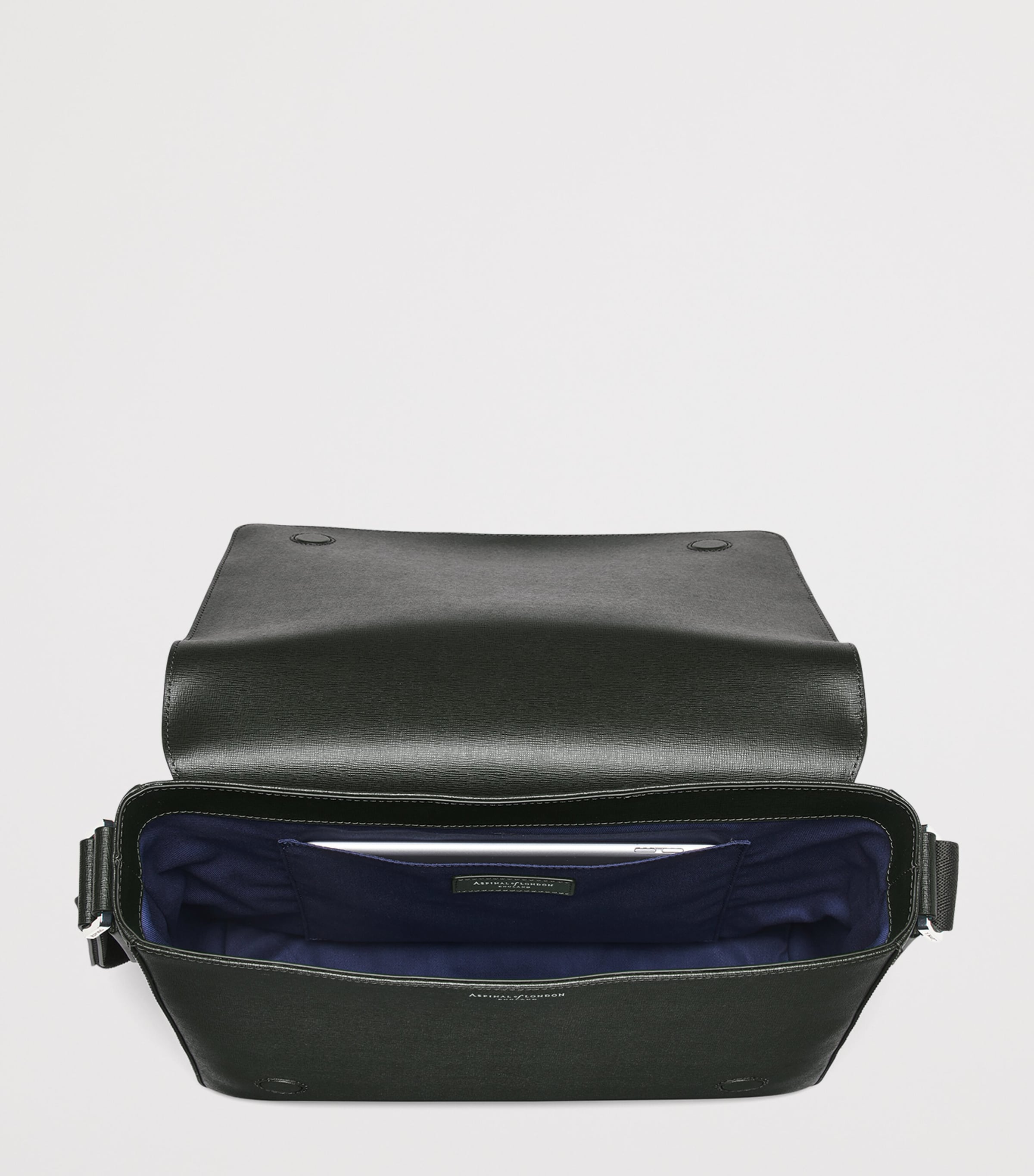 Aspinal Of London Leather Reporter Messenger Bag Forestgreen Image 4