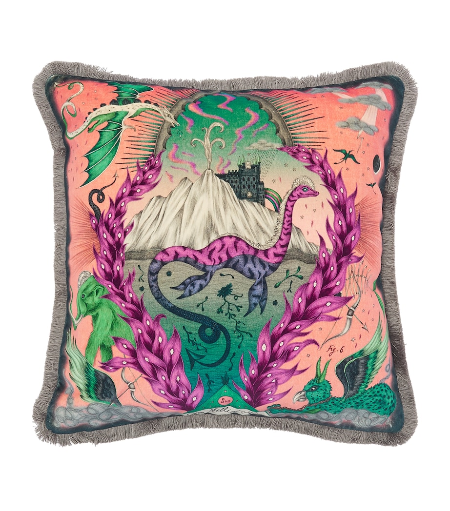Emma J Shipley Velvet Highlandia Cushion (46cm x 46cm) Pink Image 1