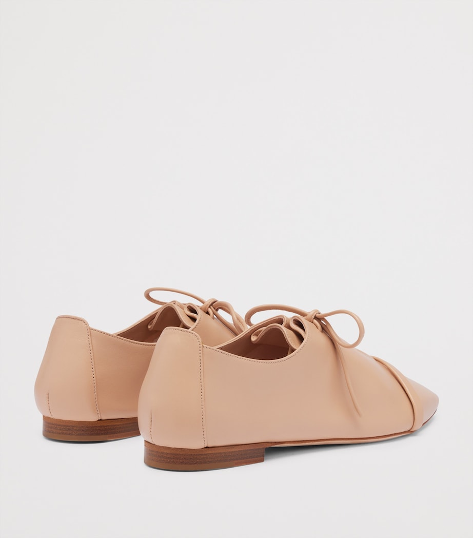 Nappa Leather Lace-Up Jean Flats BUFF Image 3