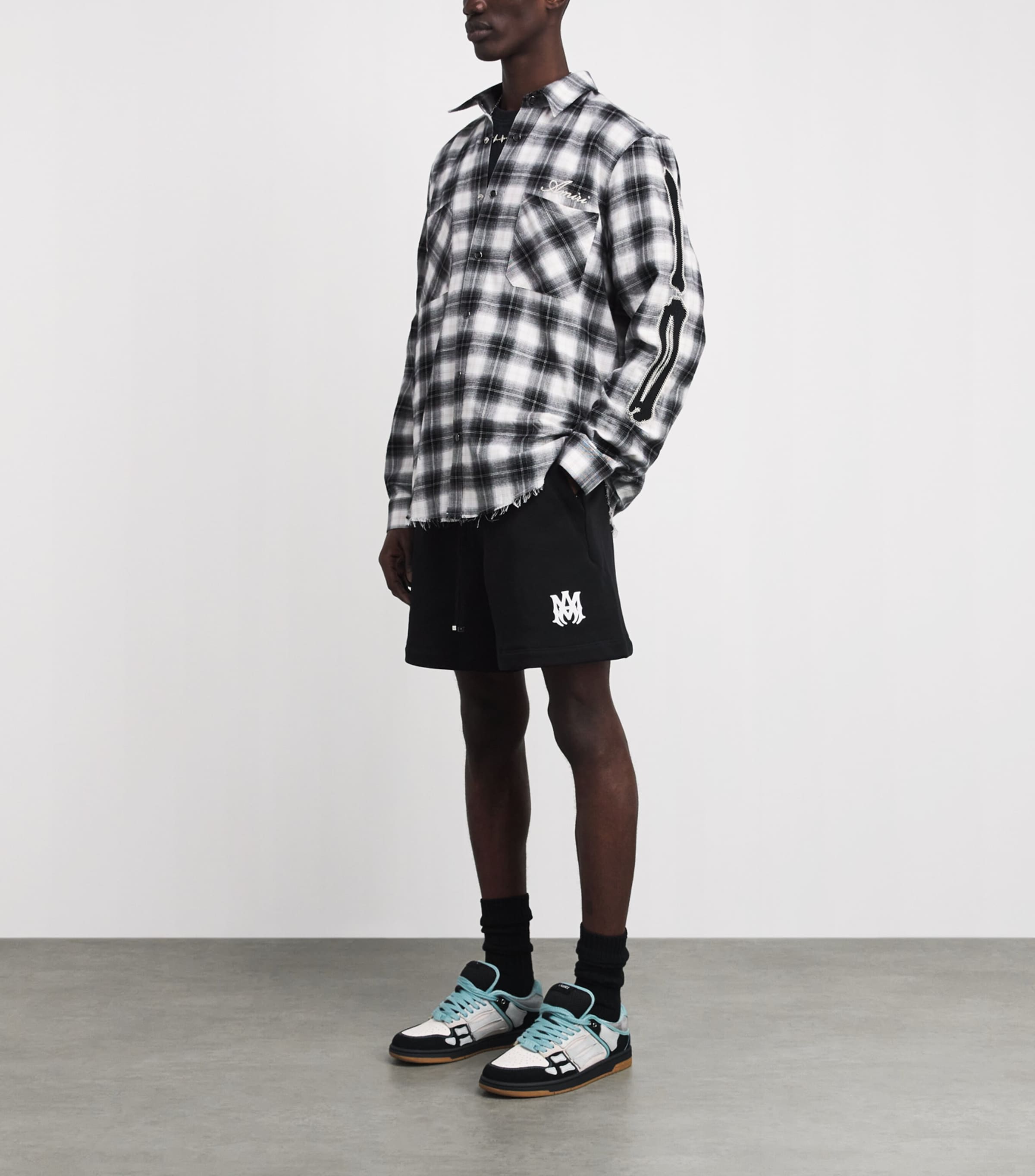 AMIRI Mens Cotton MA Logo Sweat Shorts Black Image 2
