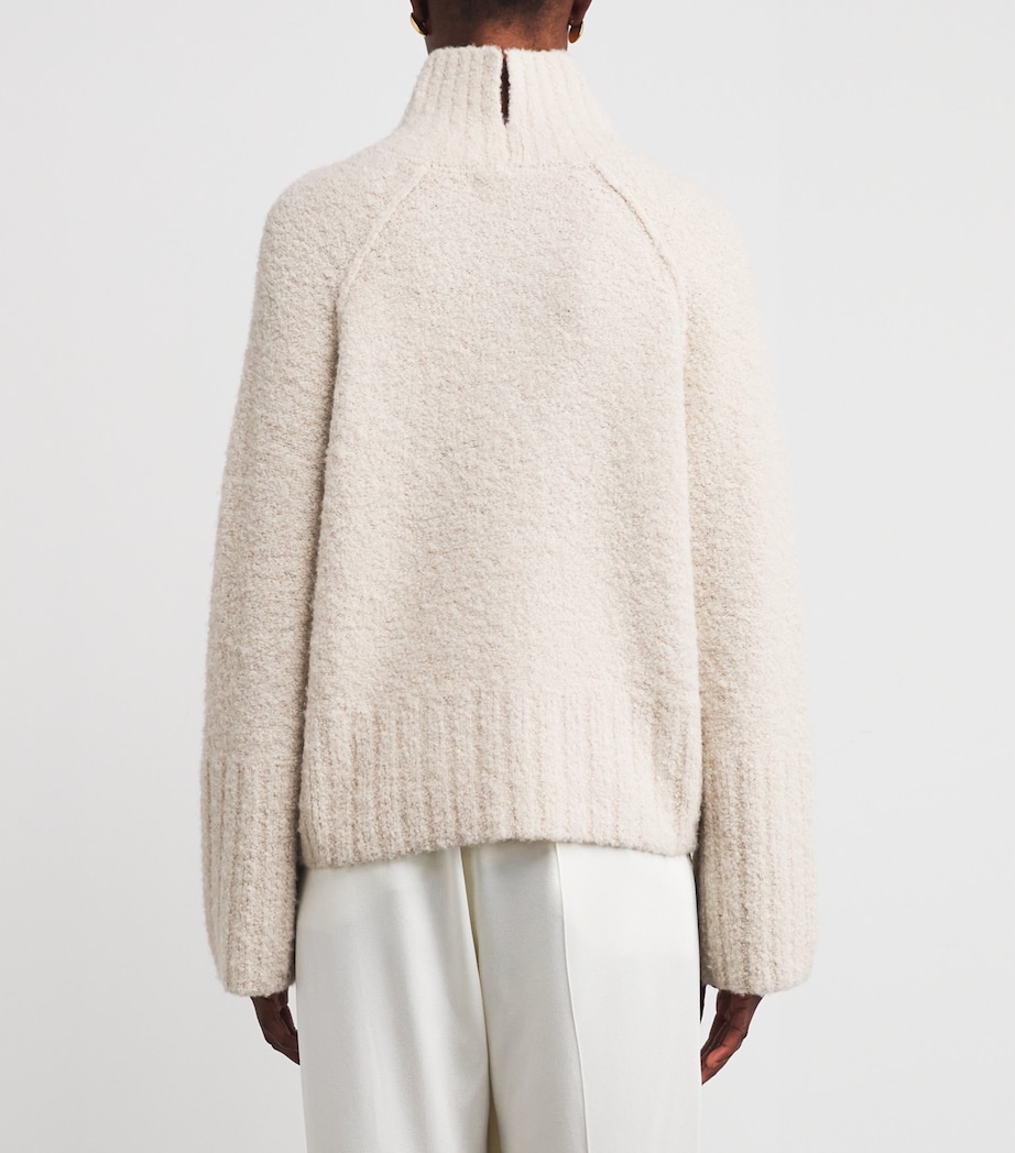 Wool-Alpaca Bouclé Sweater PALE OATMEAL Image 4