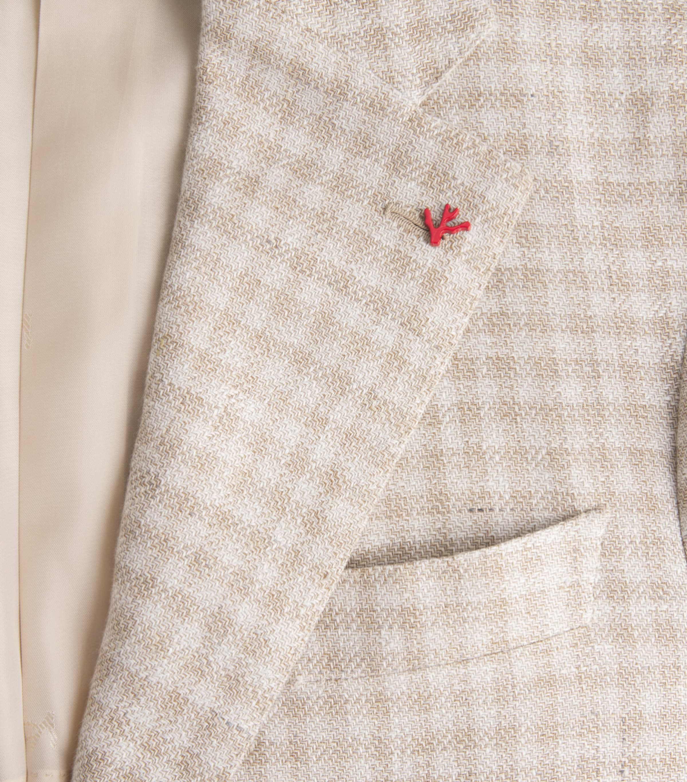 Isaia Mens Linen-Wool-Silk Check Blazer Image 6