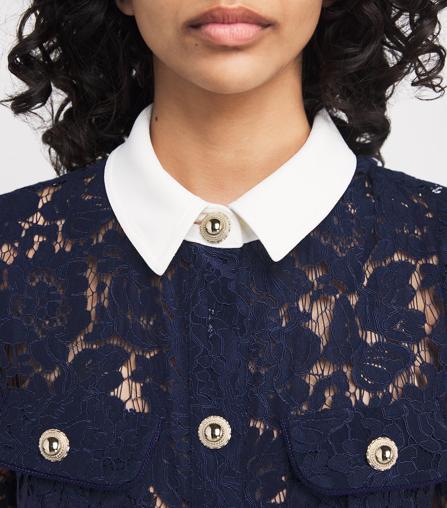 Lace Collared Midi Dress BLUE Image 5