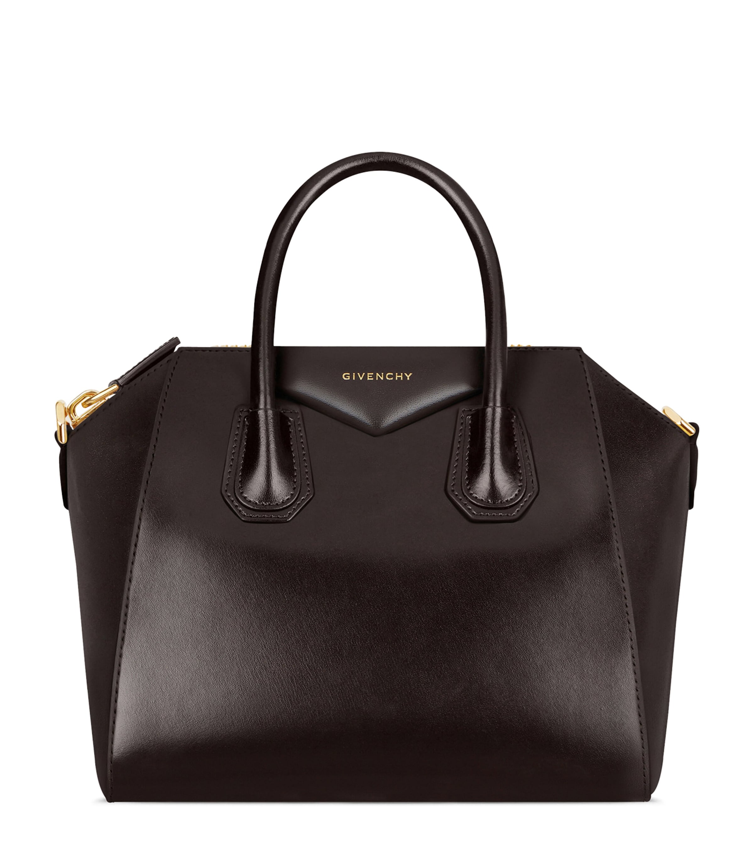 Small Leather Antigona Top-Handle Bag CHOCOLATE Image 1