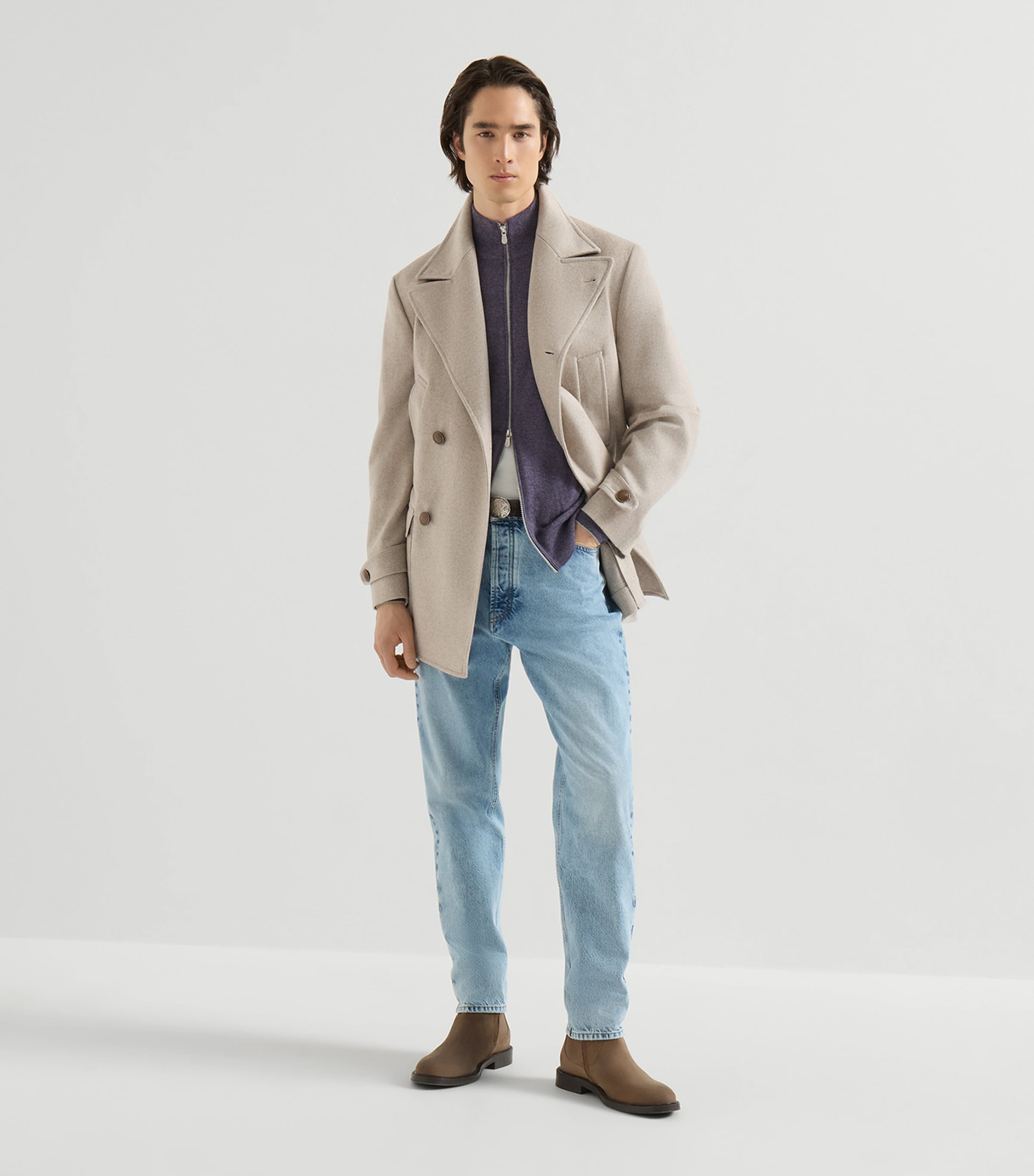 Brunello Cucinelli Mens Cashmere High-Neck Cardigan Image 2