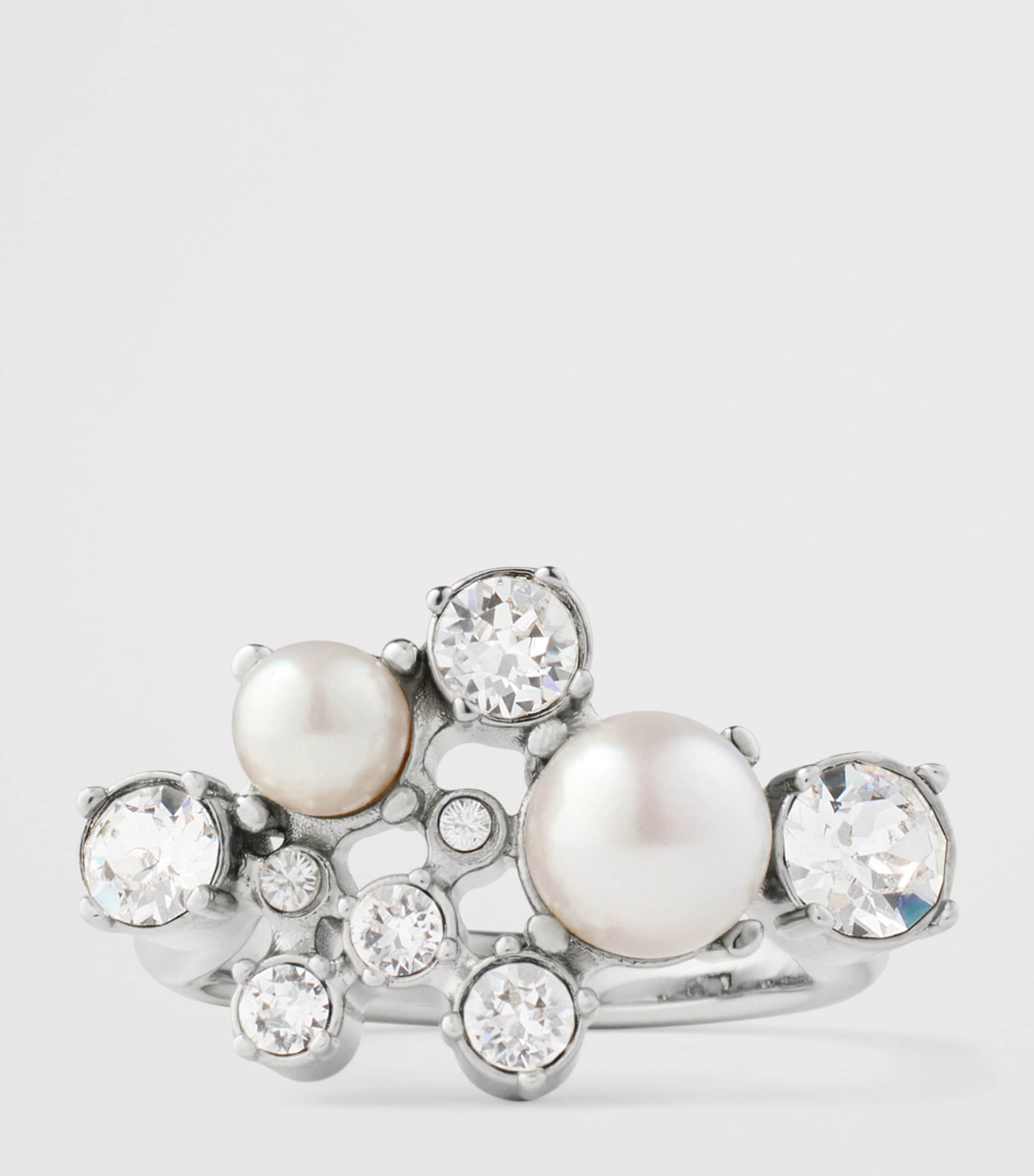 Crystal Pearl Ring WHITE/SILVERY Image 3