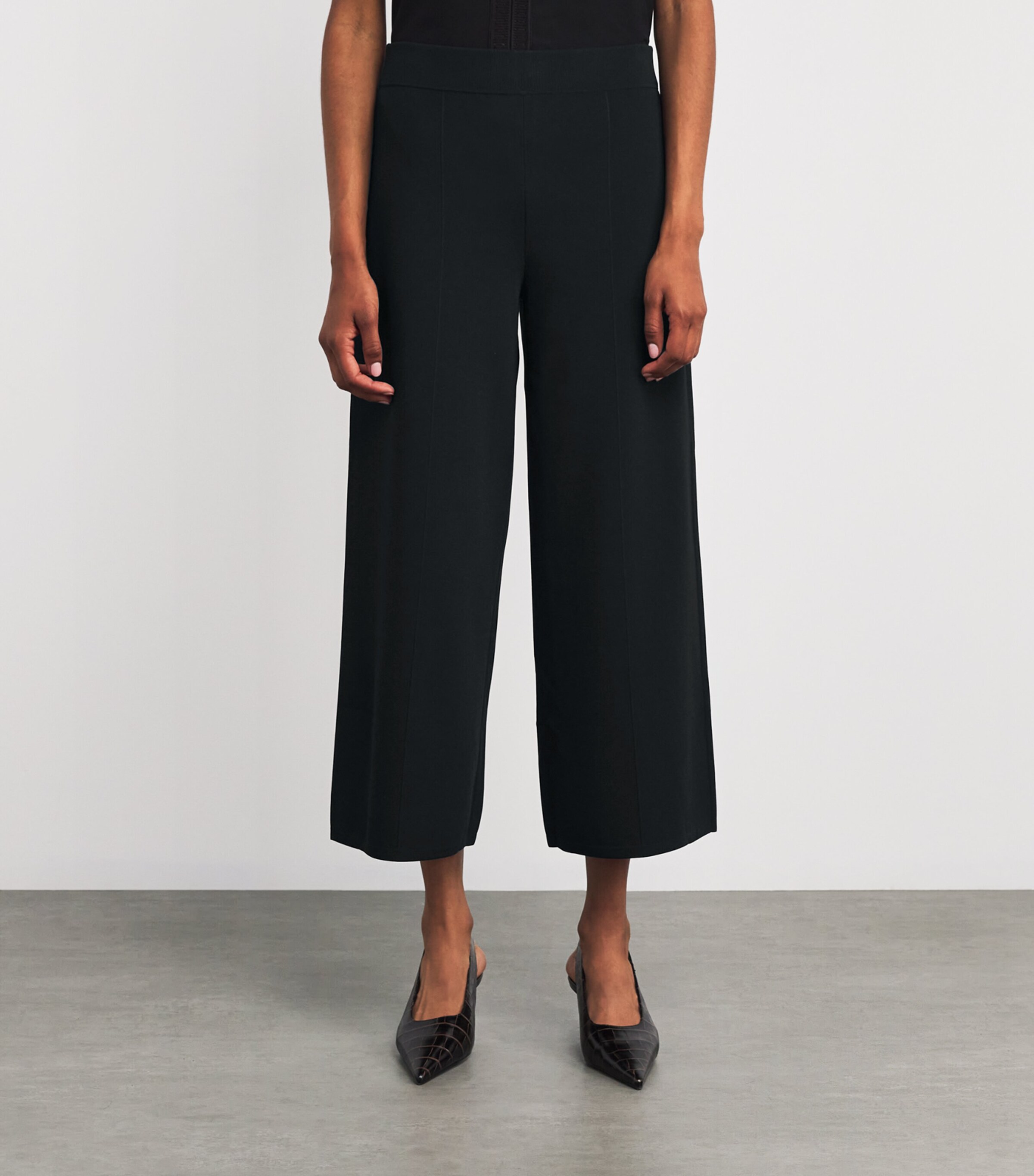 Stretch-Knit Culottes BLACK Image 3