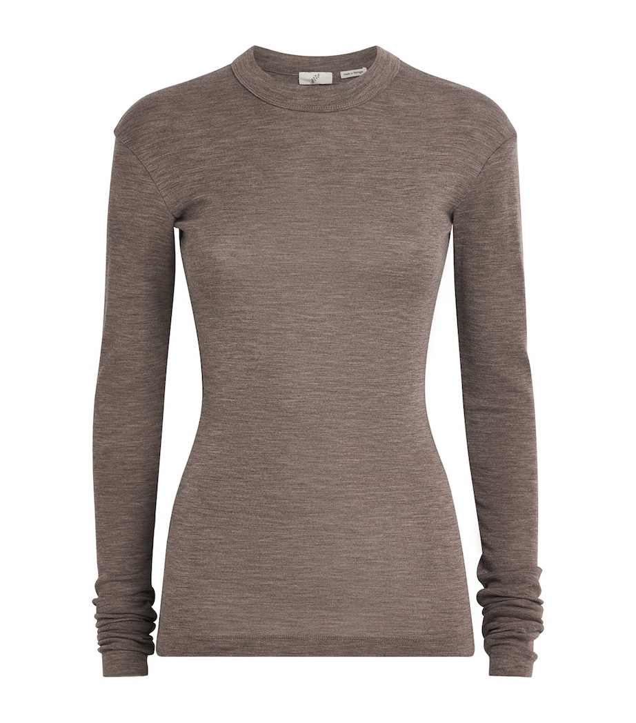 BITE Studios Womens Merino Wool Long-Sleeve T-Shirt Quartz Melange Image 1