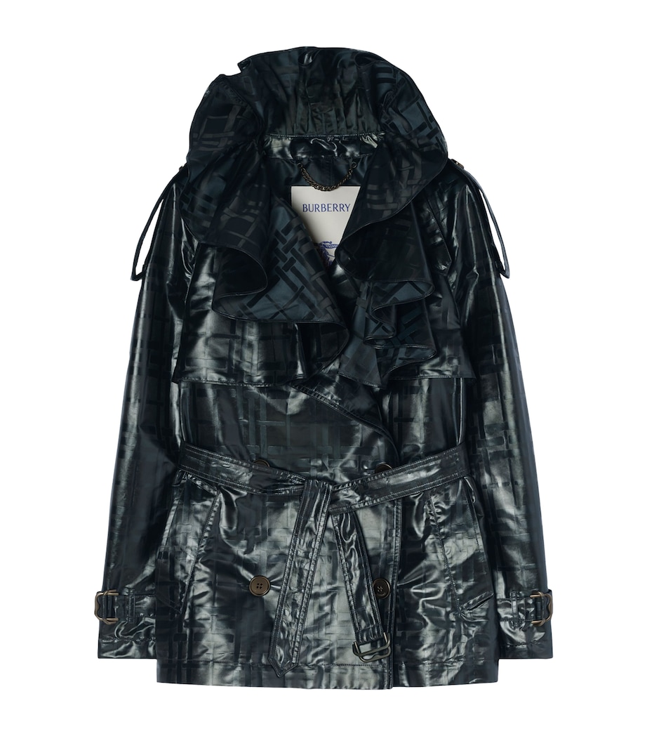 Burberry Womens Clare Trench Coat Flint Blue Pattern Image 1