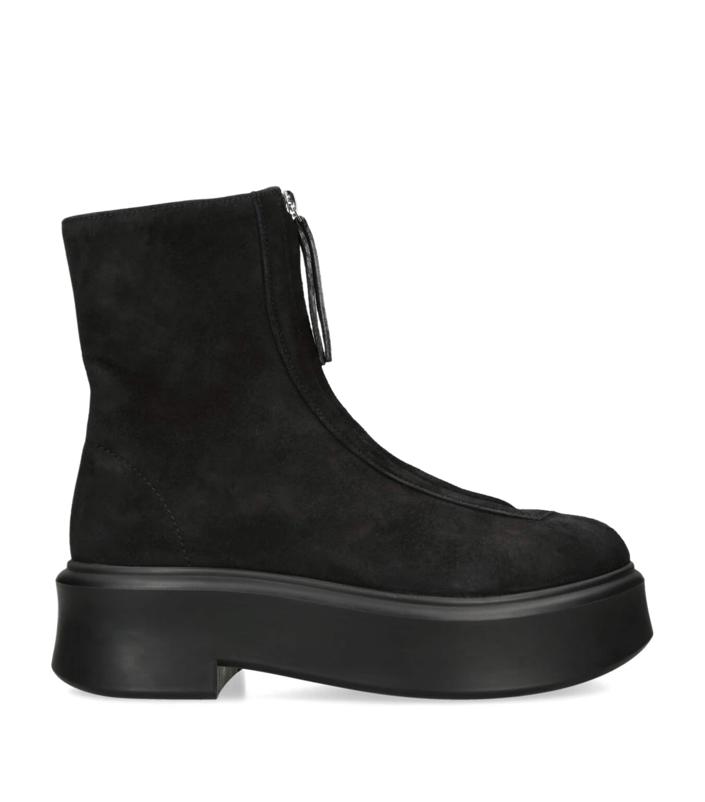 Shop The Row Zipped Suede Ankle Boots 50 In Black