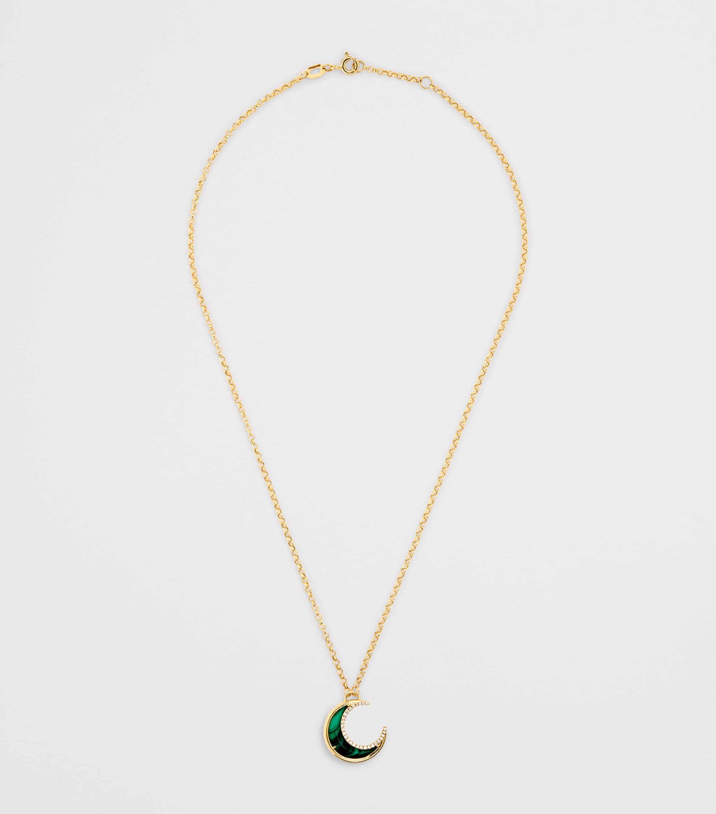 Yellow Gold, Diamond and Malachite Bloop Moon N*93 Necklace YELLOW GOLD Image 3