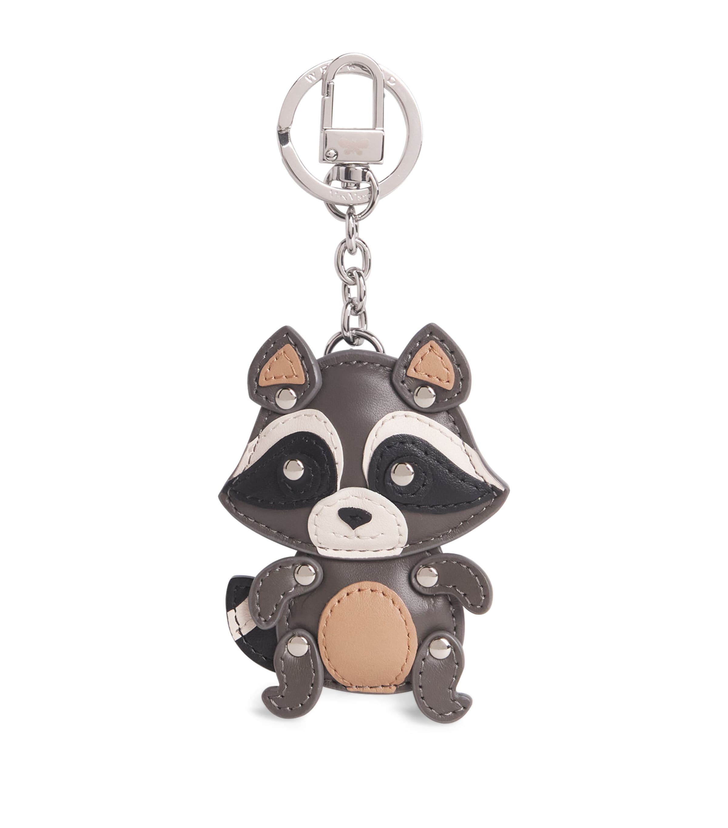 Weekend Max Mara Leather Raccoon Key Ring In Gray