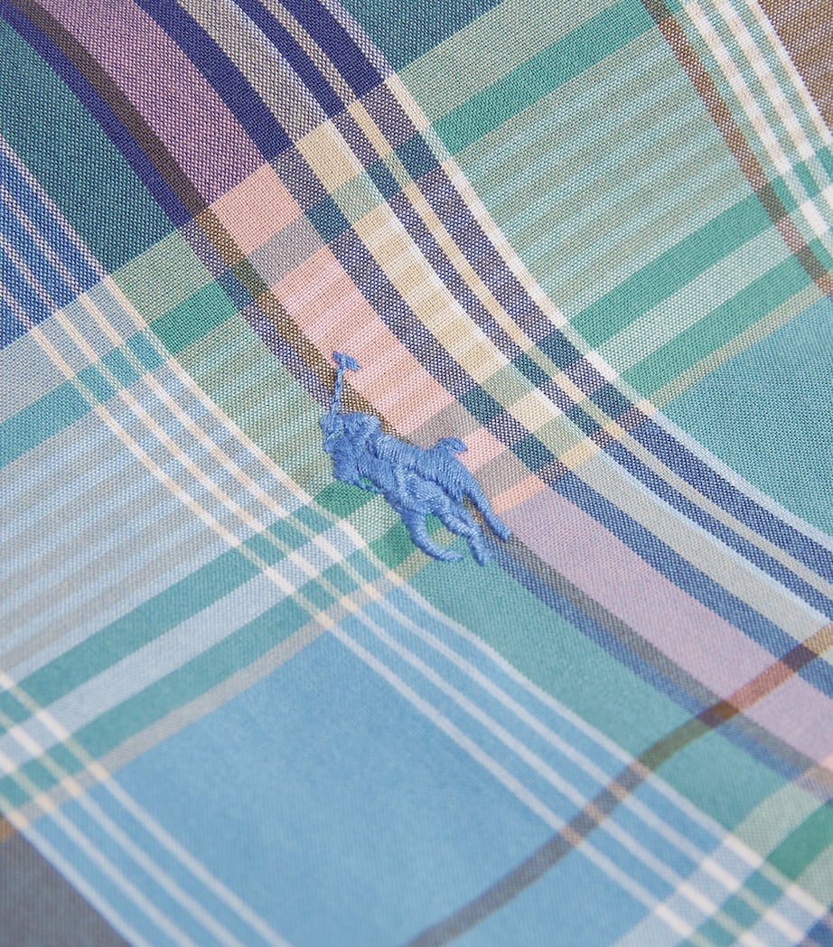 Cotton Custom Fit Oxford Shirt BLUE BROWN Image 5