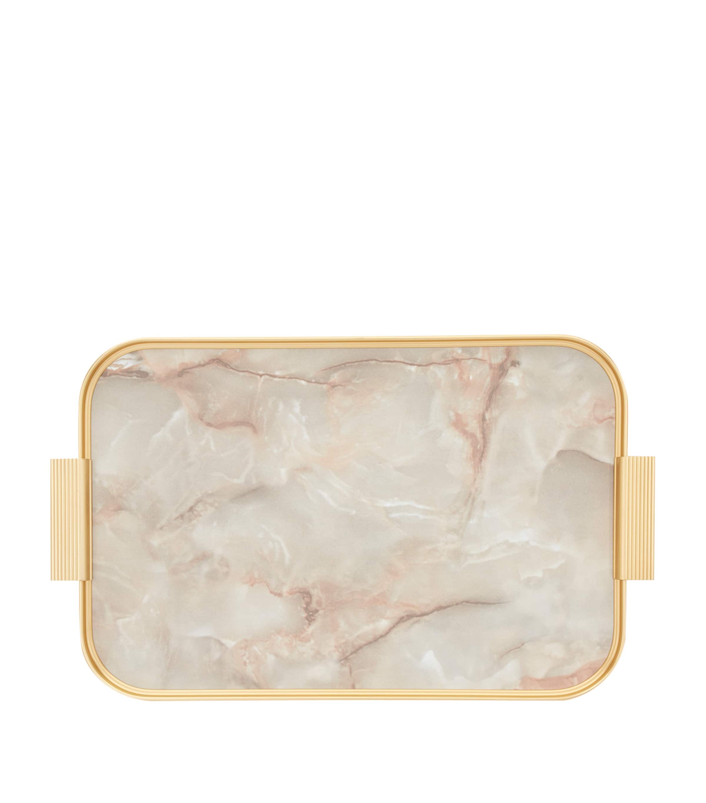 Ribbed Tray GOLD W/ WHITE MARBLE Image 2