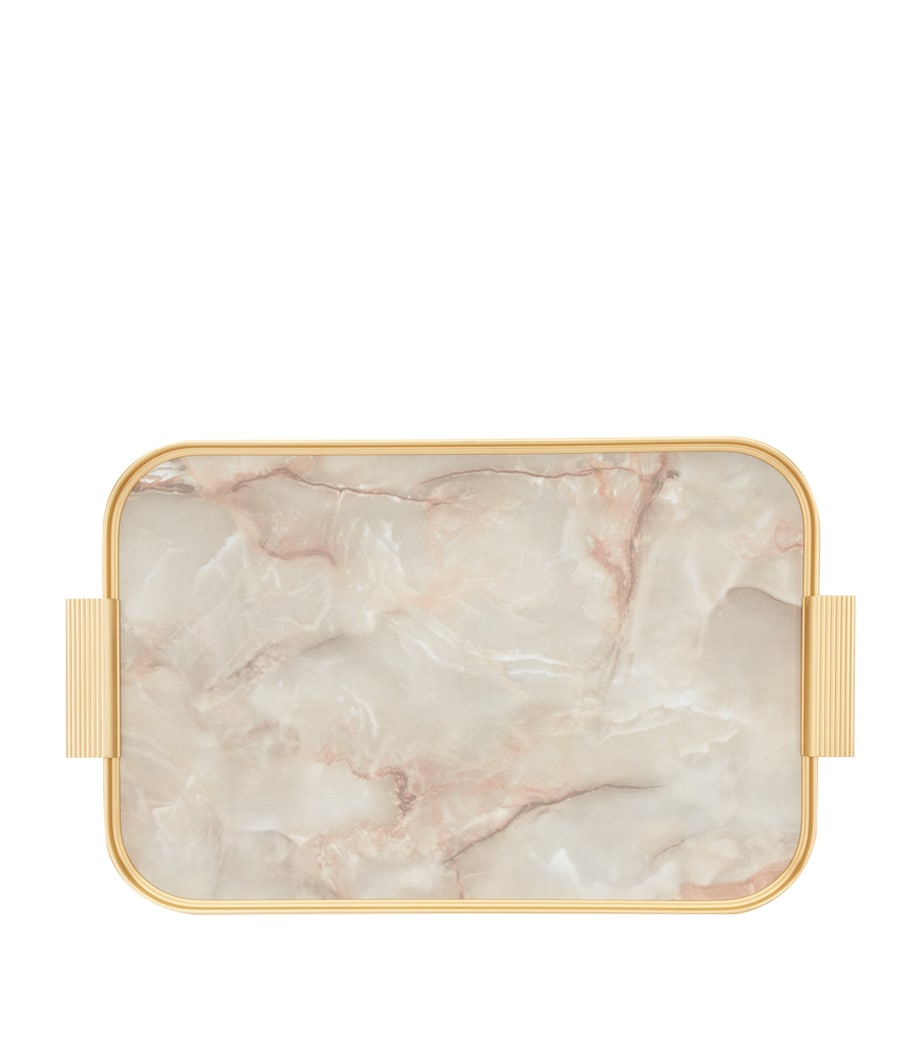 Ribbed Tray GOLD W/ WHITE MARBLE Image 2